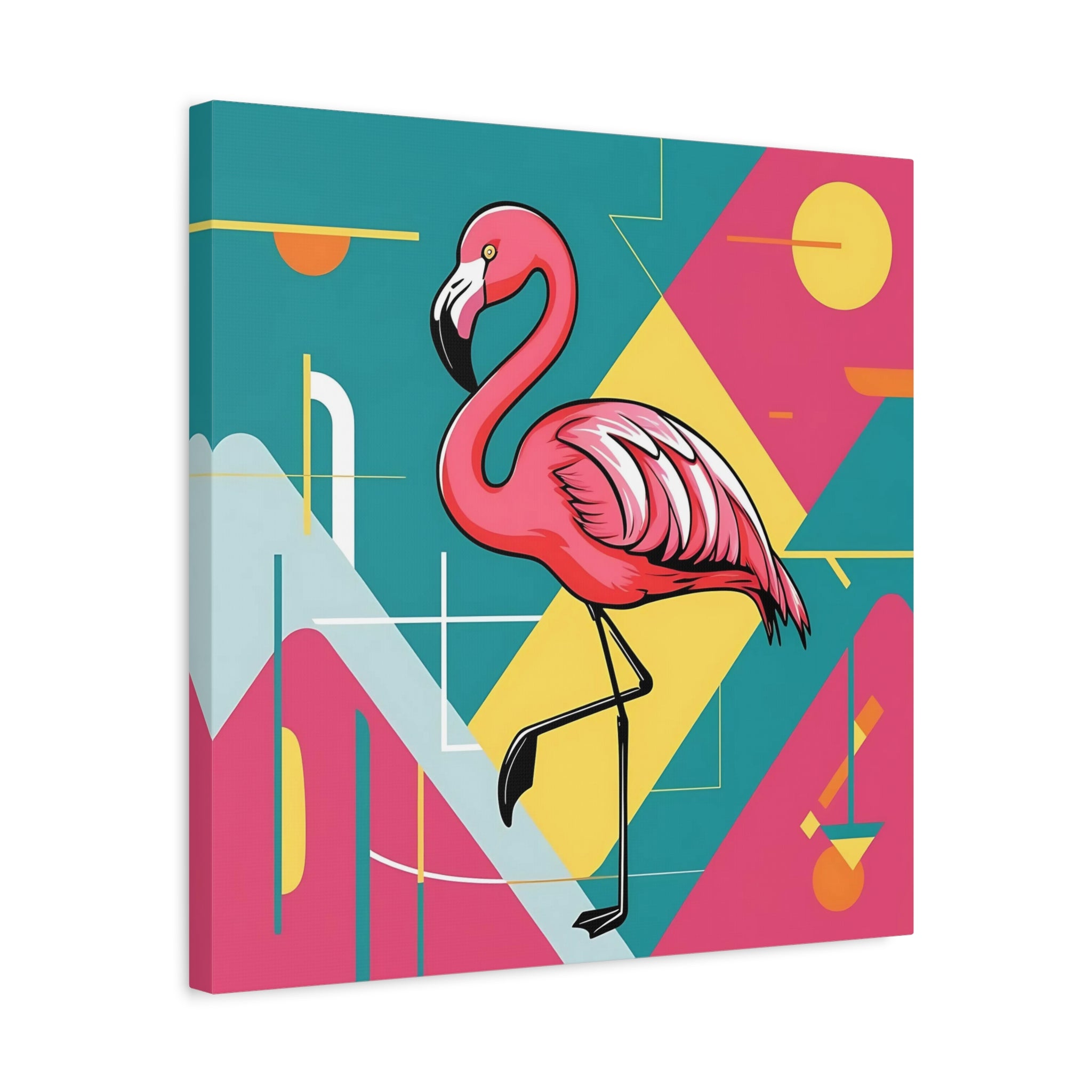 Mid Century Modern Flamingo Art, Kitschy Mod Vibrant Pink Bauhaus Palm Springs Style Wall Art - Mid Century Modern Gal