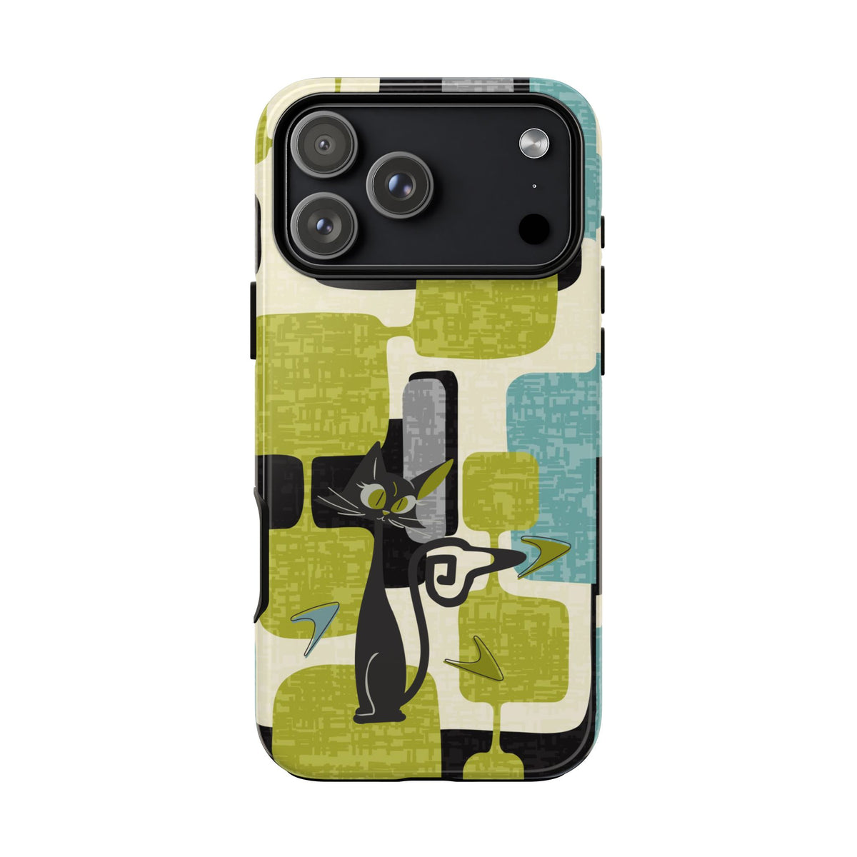 Mid Century Modern Geometric Kitschy Cat, Boomerang Retro Smart Phone Tough Cases