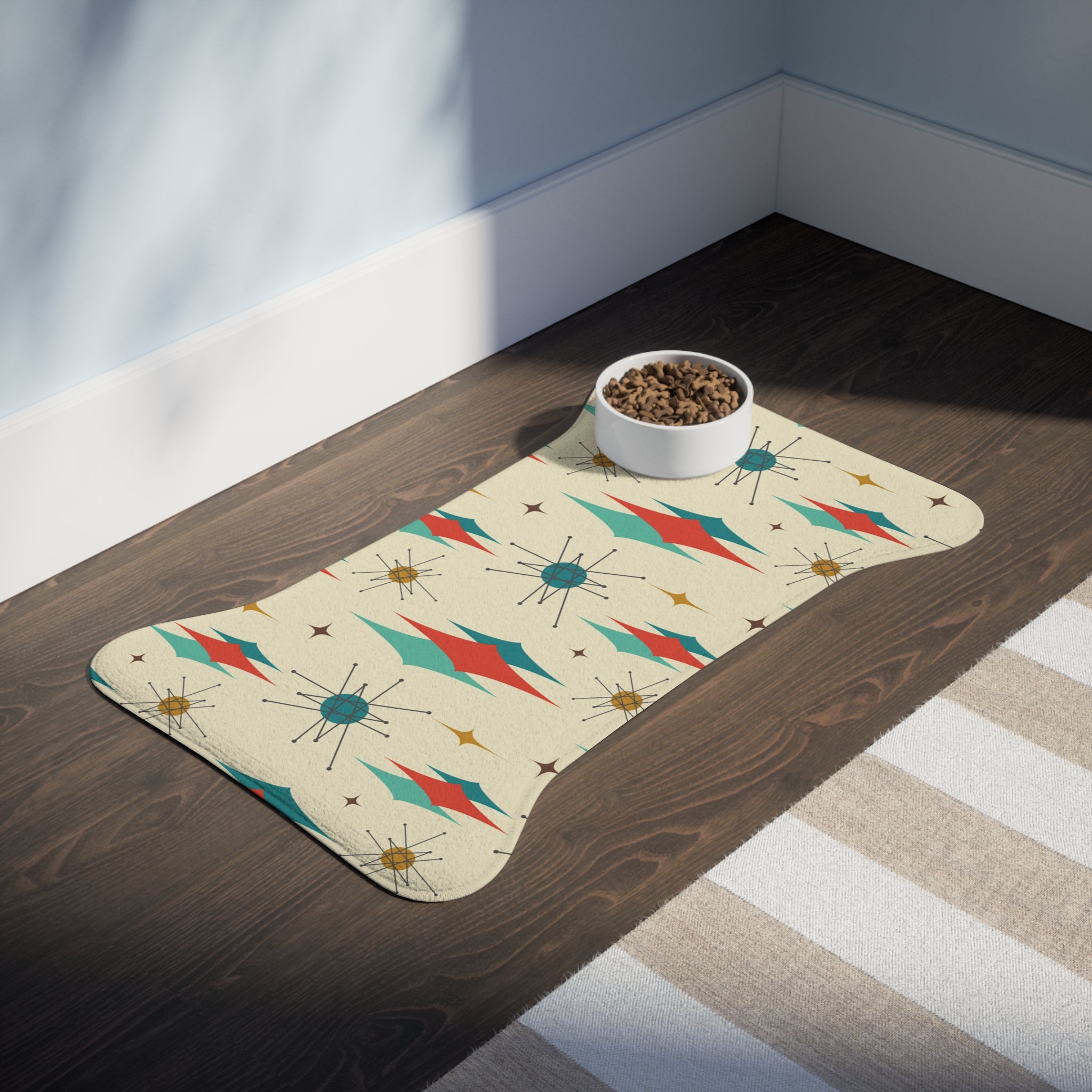 Atomic Franciscan Designed, Mid Century Modern, Cat, Dog Pet Feeding Mats - Mid Century Modern Gal