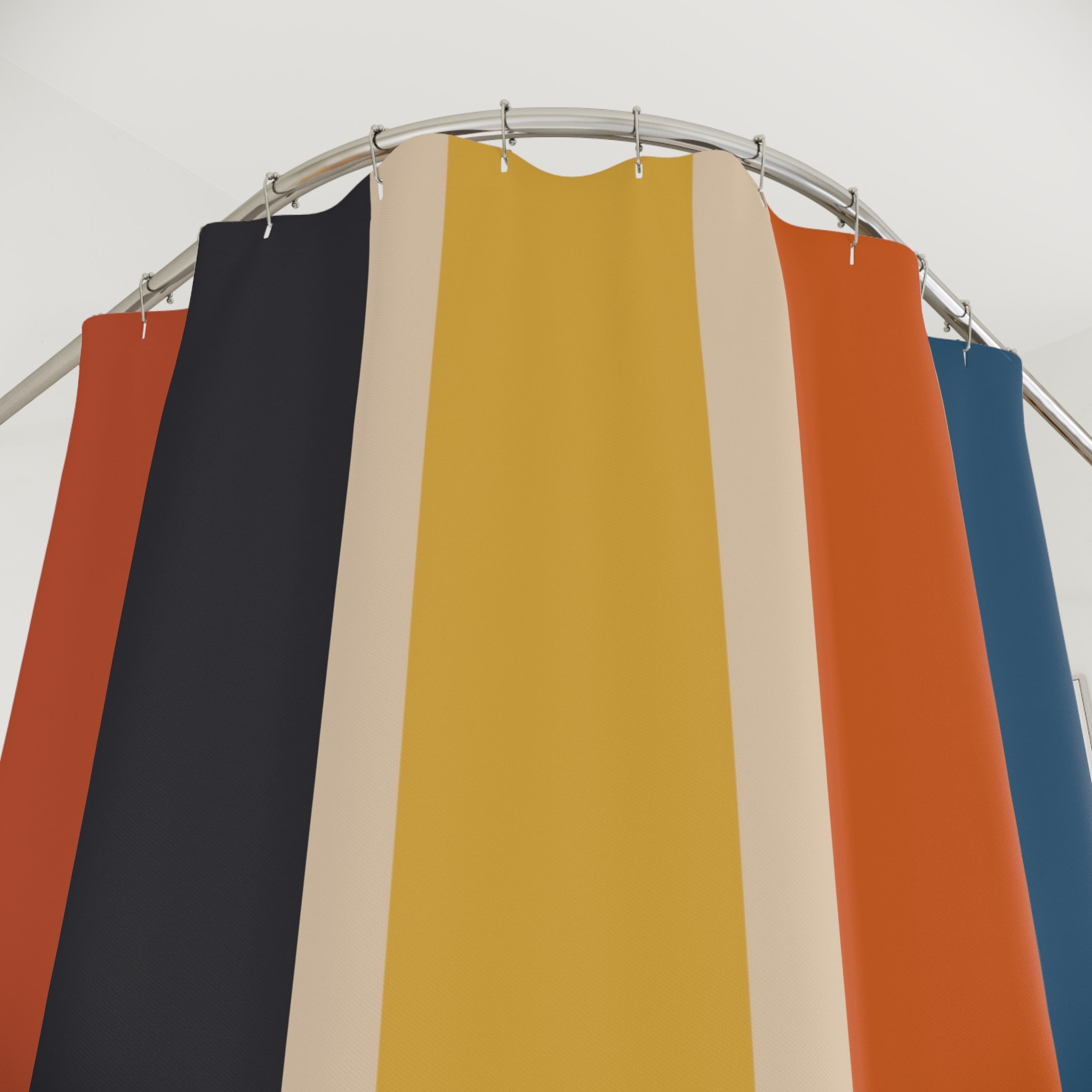 Retro Mid Mod Scandinvain Clean Lined Shower Curtain Striped Bathroom Decor, Modern Home Vibrant Pattern - Mid Century Modern Gal