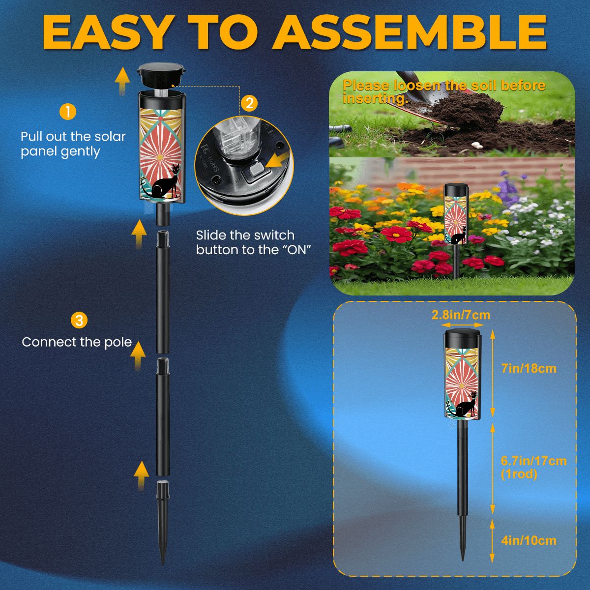 Kitsch Cat Mid Century Modern Garden Stake Solar Lights - Mid Century Modern Gal