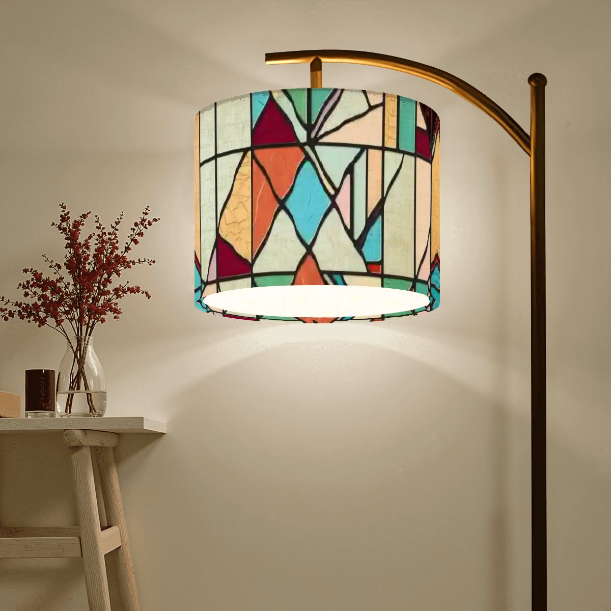 Mid Century Modern Arc Floor Lamp Faux Glass Stained Modern Designed Lighting - Mid Century Modern Gal