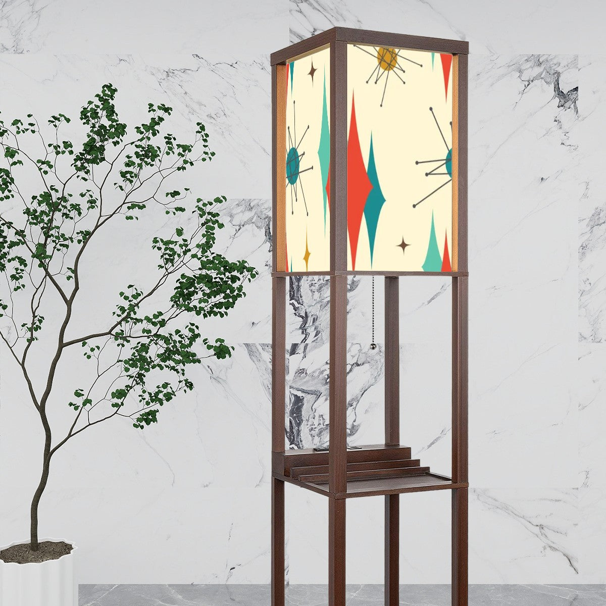 Mid Century Modern Franciscan Starburst, Floor Lamp with Shelves - Mid Century Modern Gal