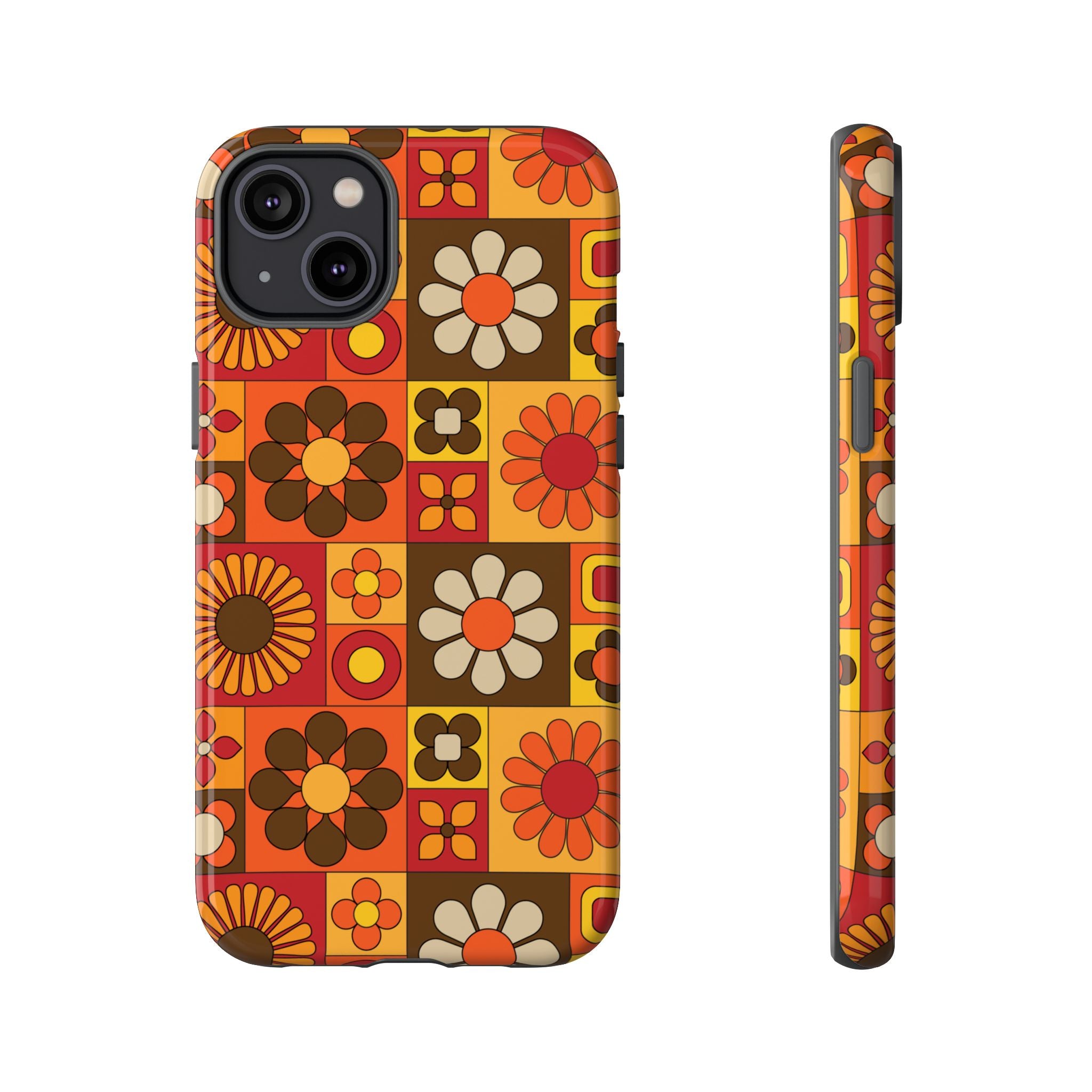 Retro 70s Mid Mod Floral Phone Case | Tough Cases for Flower Lovers - Mid Century Modern Gal