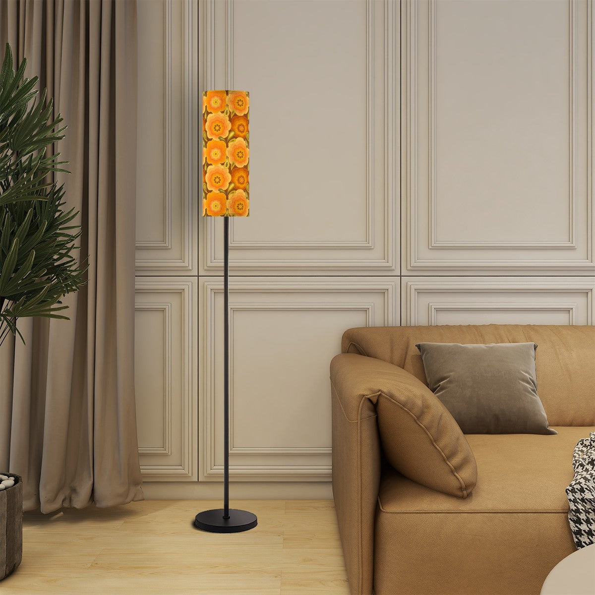 Retro Flower Marigold Orange Mid Century Modern Floor Lamp Modern Standing Lamp - Mid Century Modern Gal
