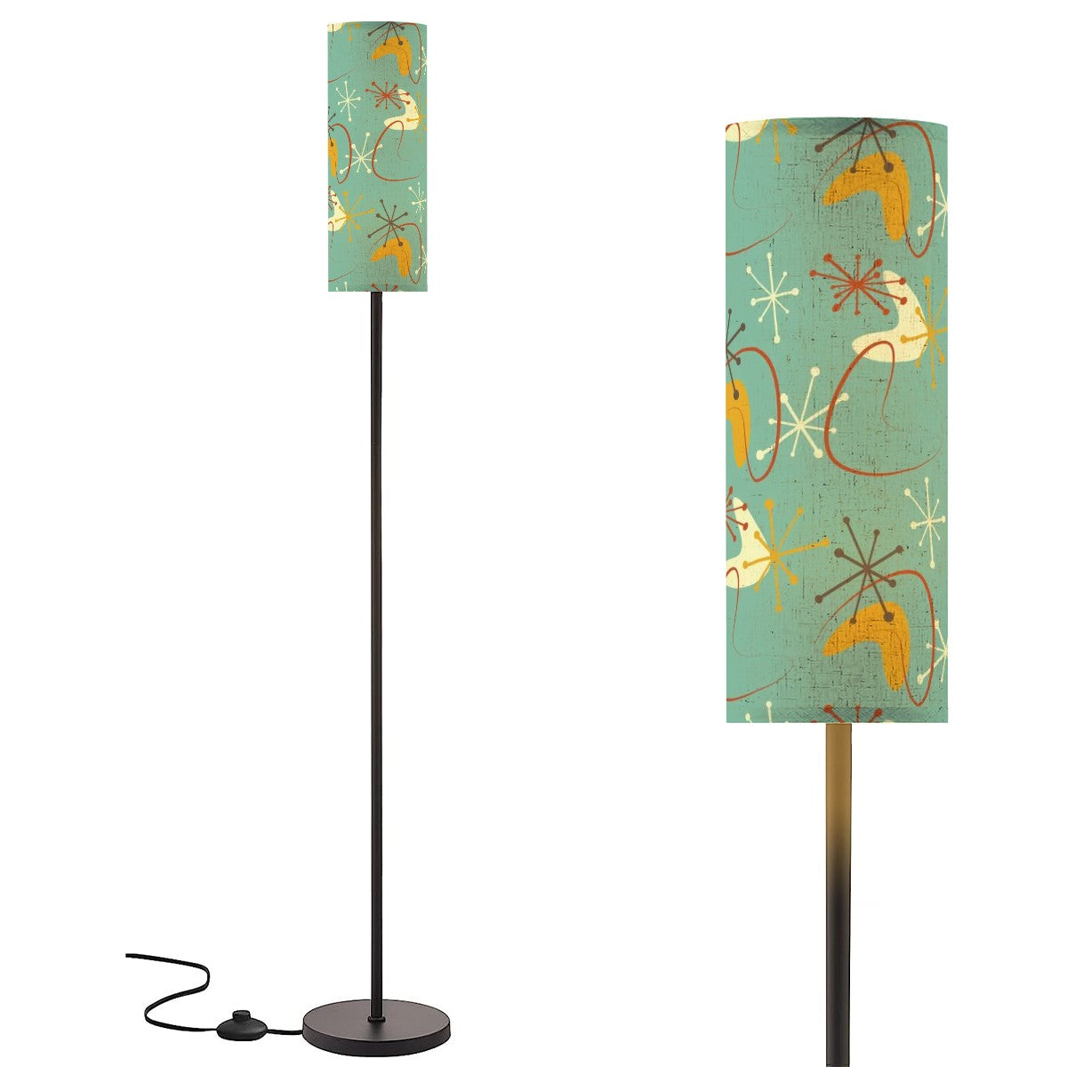 Mid Century Modern Atomic Boomerang Green Mustard Yellow Retro Floor Lamp - Mid Century Modern Gal