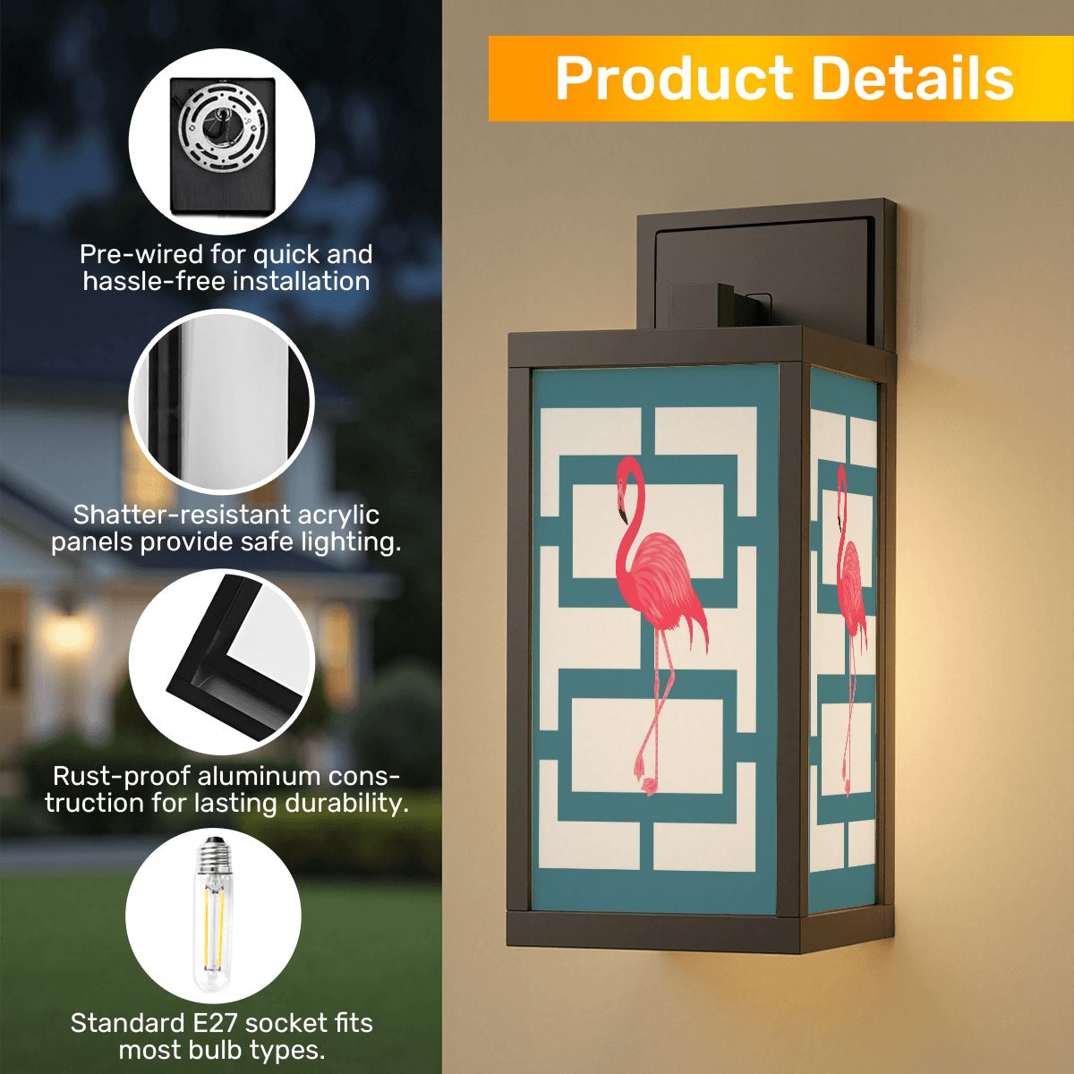 Mid Mod 50s Flamingo Breeze Block Designed Patio Wall Light - Mid Century Modern Gal