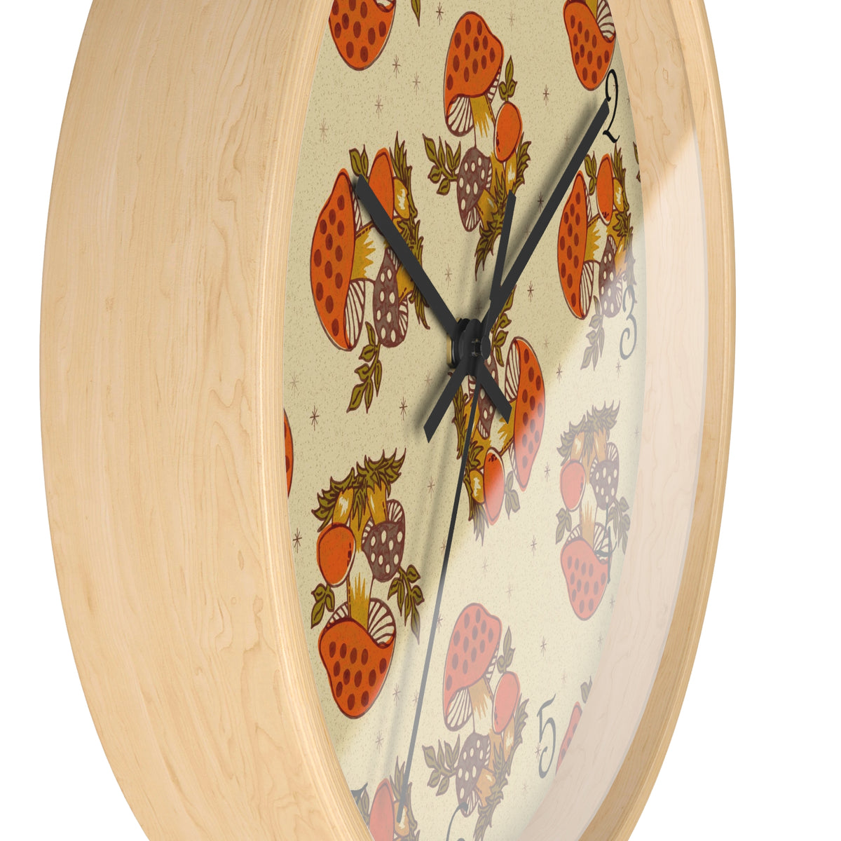 Merry Mushroom 70's Vintage Inspired Retro Orange, Brown, Groovy Mod Wall Clock - Mid Century Modern Gal