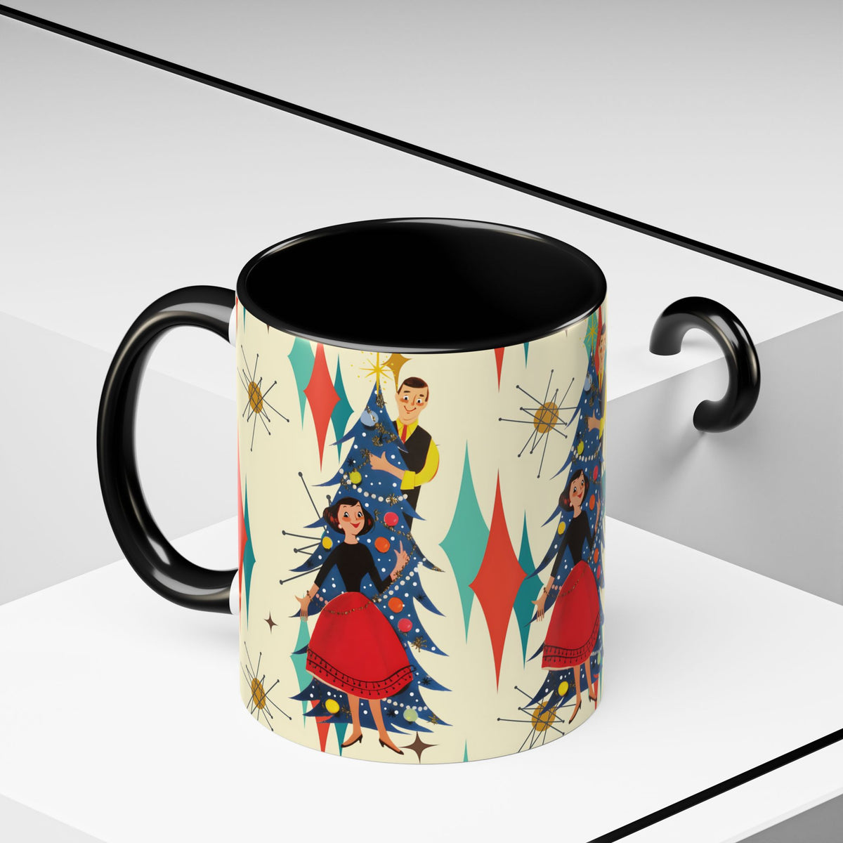 Mid Century Modern 50s Kitsch Christmas Starburst Coffee Mug - Mid Century Modern Gal