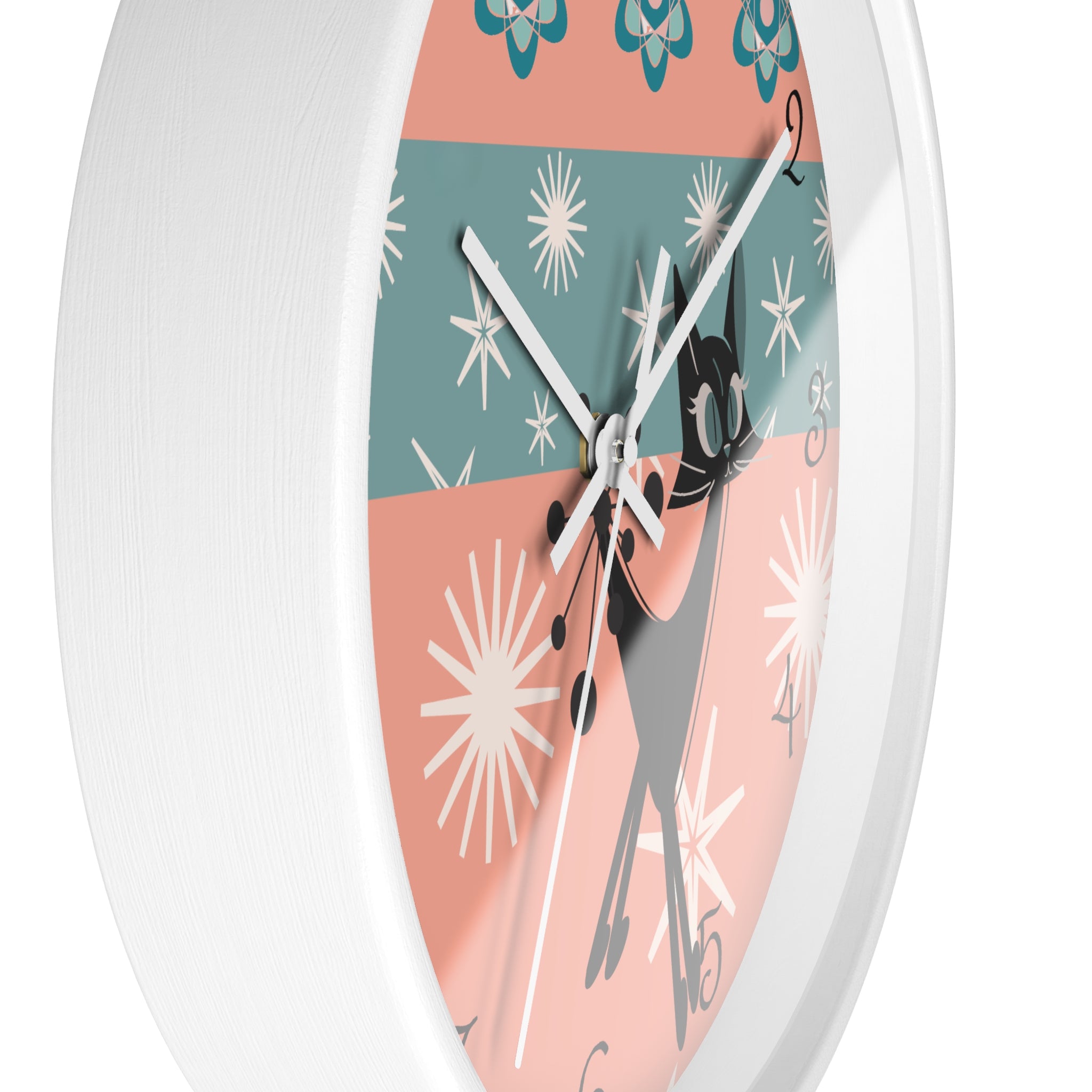 Atomic Cat Wall Clock, Mid Century Modern Kitschy 50s Style, Livingroom, Bedroom, Kitchen MCM Wall Clock - Mid Century Modern Gal