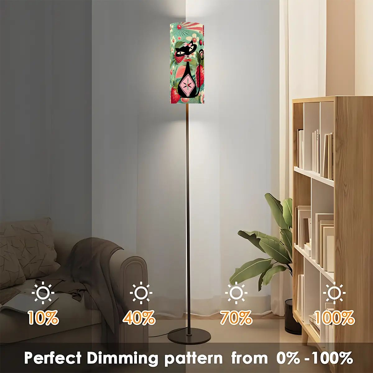 Vintage Strawberry 50s Atomic Cat, Pink Retro Slim Floor Lamp - Mid Century Modern Gal
