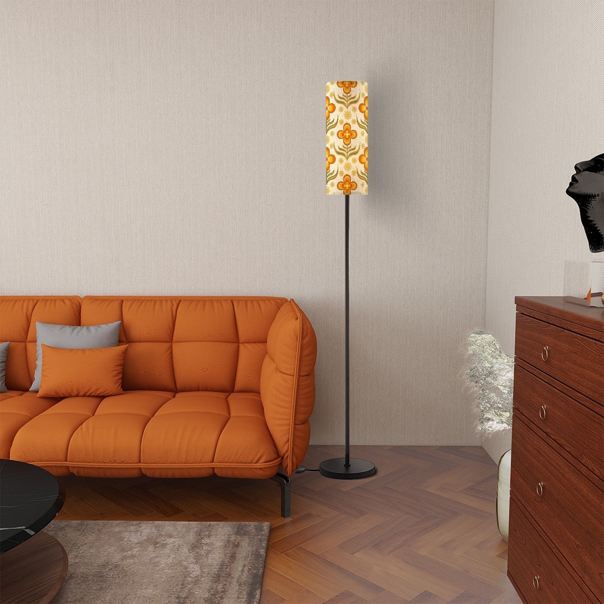 Retro Groovy Flower Power Orange Yellow Mod Floor Lamp - Mid Century Modern Gal
