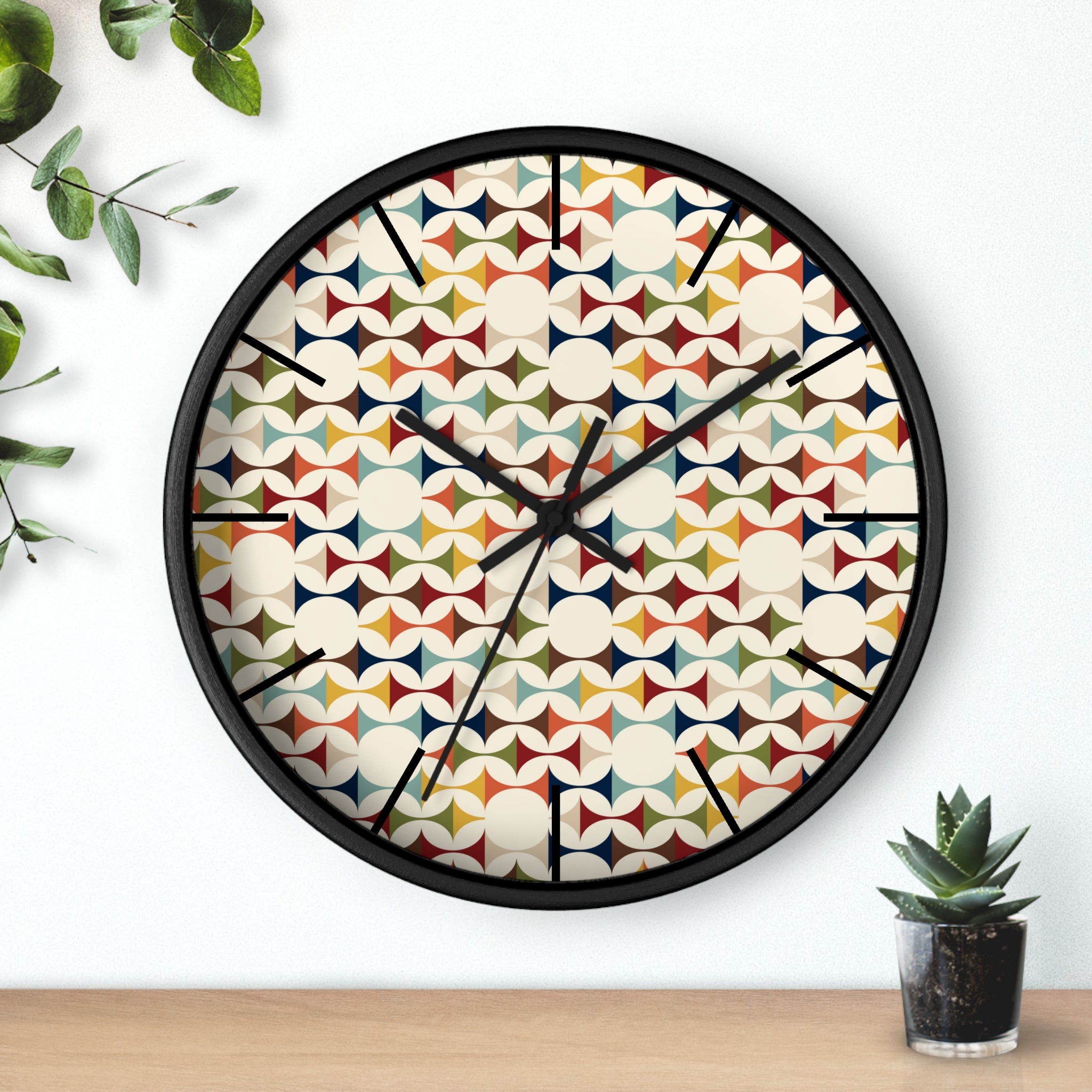 Mid Century Modern Scandinavian Designed, Geometric Retro Colorful Retro Wall Clock - Mid Century Modern Gal