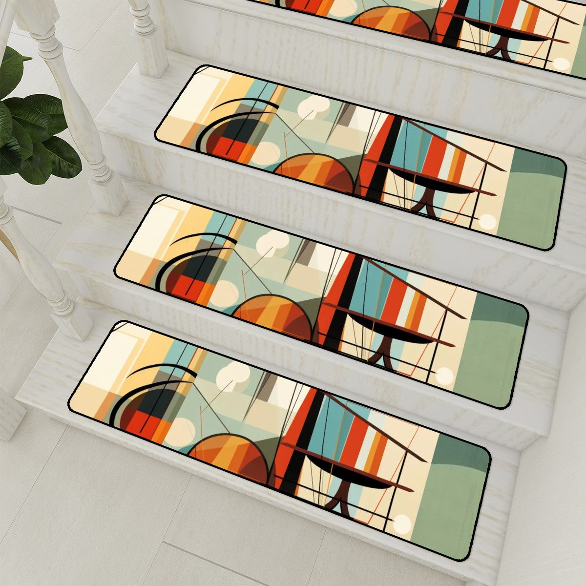 Mid Century Modern Bauhause Designed Non Slip Carpet For Stairs Treads - Mid Century Modern Gal