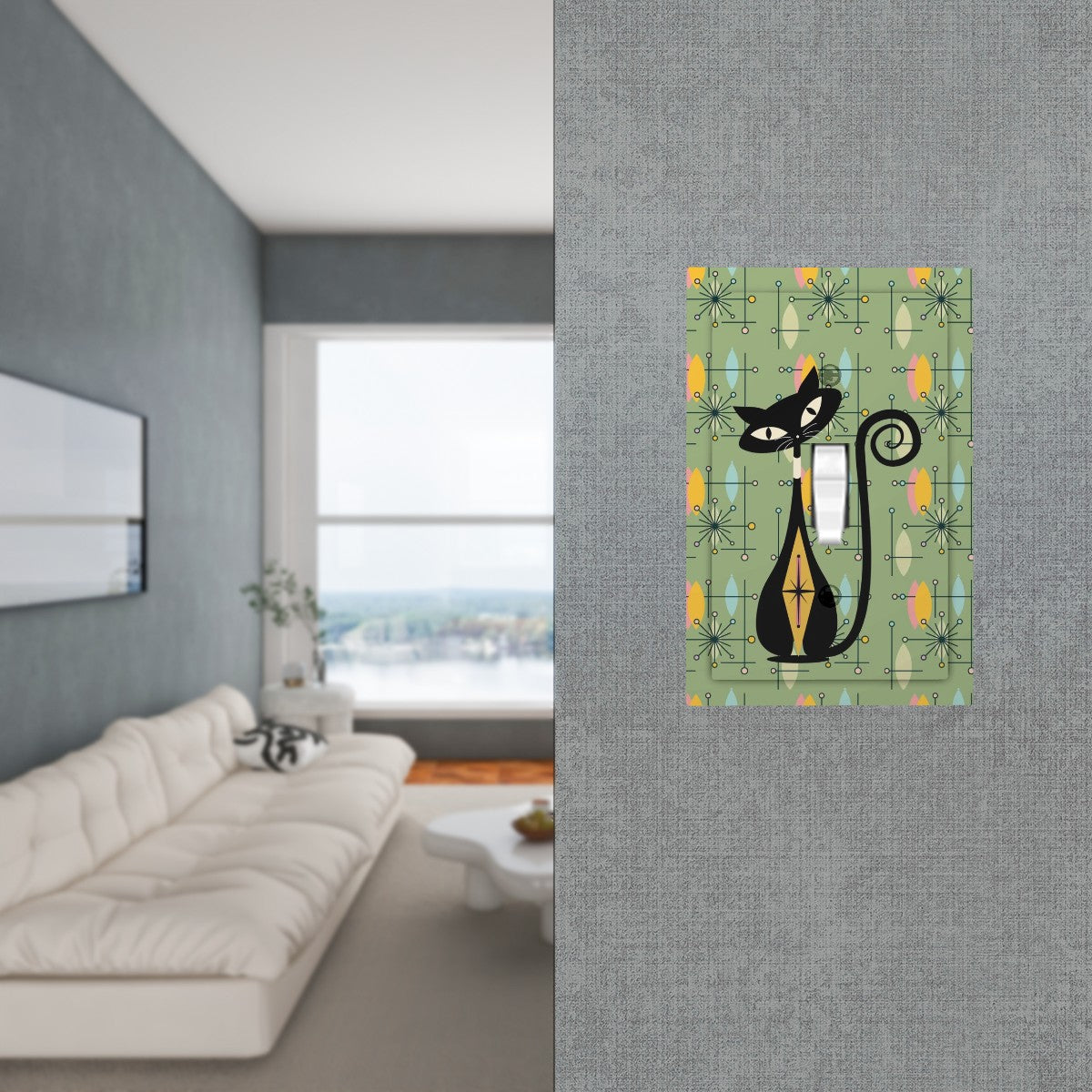 Atomic Cat Green Mod Starburst Modern Switch Cover 1-Gang 1 Toggle - Mid Century Modern Gal