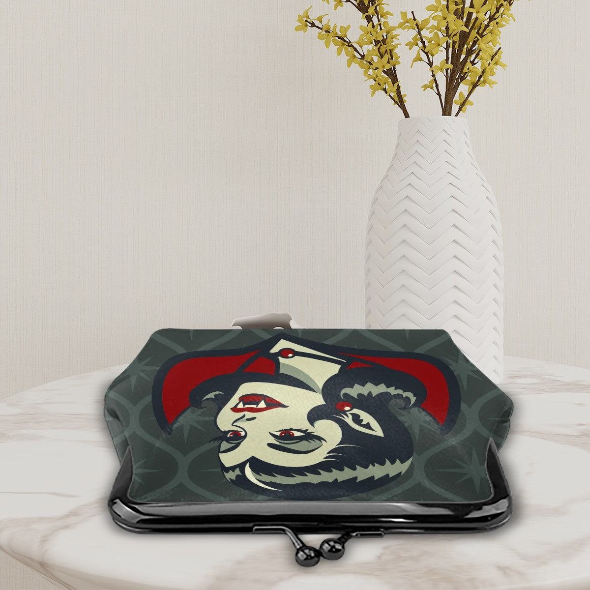 Vampire Dracula Girl Halloween Goth Horror Buff MCM Green Coin Purse - Mid Century Modern Gal