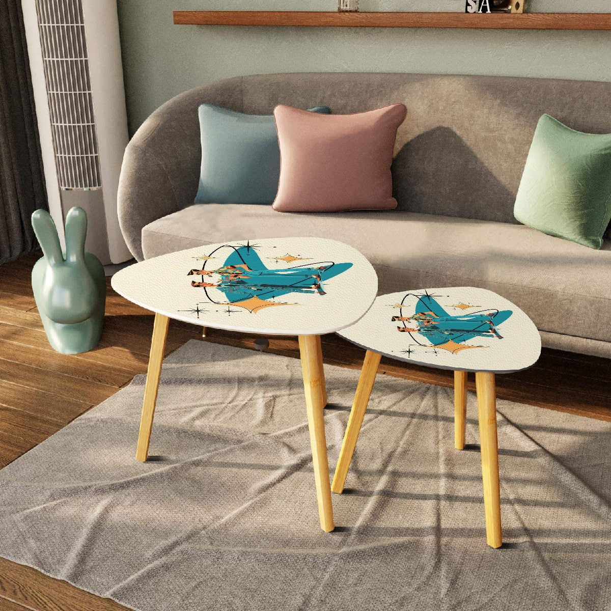 Mid Mod Dapper Dudes, Cigar Smoking Kitschy Cocktail Tables - Mid Century Modern Gal