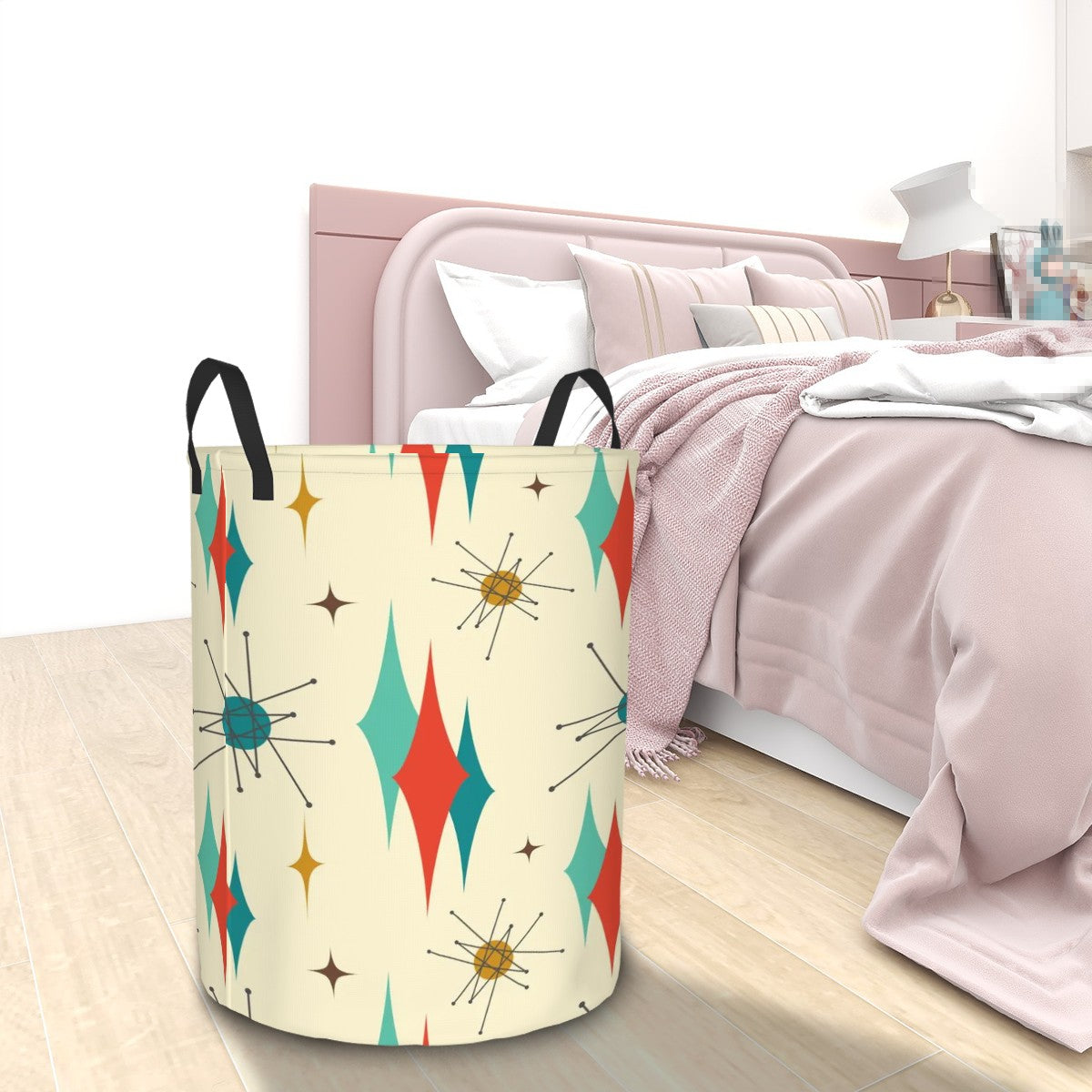 Franciscan Starburst Atomic Mid Mod Circular Laundry Basket - Mid Century Modern Gal