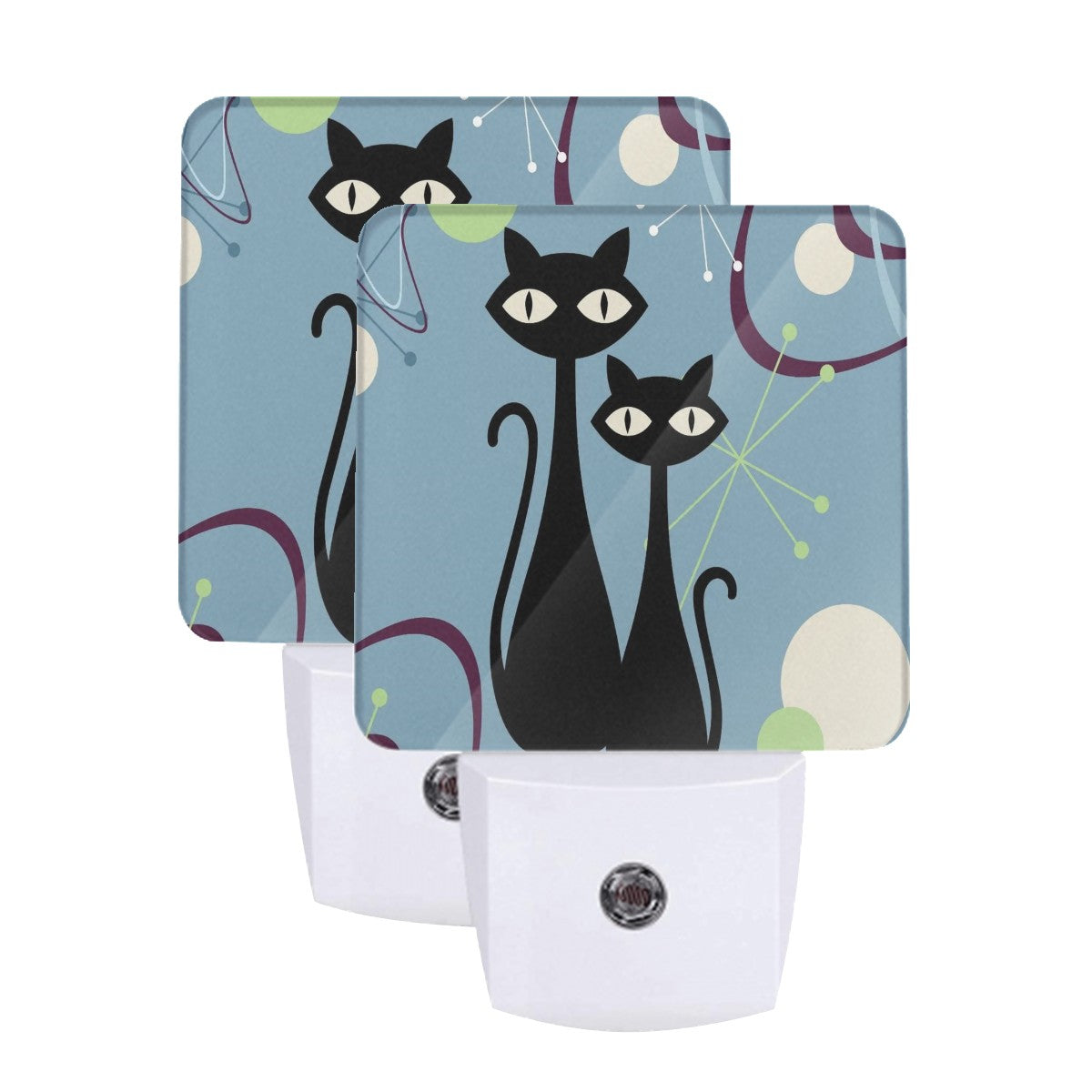 Atomic Cat, Mid Century Modern Boomerabg LED Night Light Set of 2 - Mid Century Modern Gal