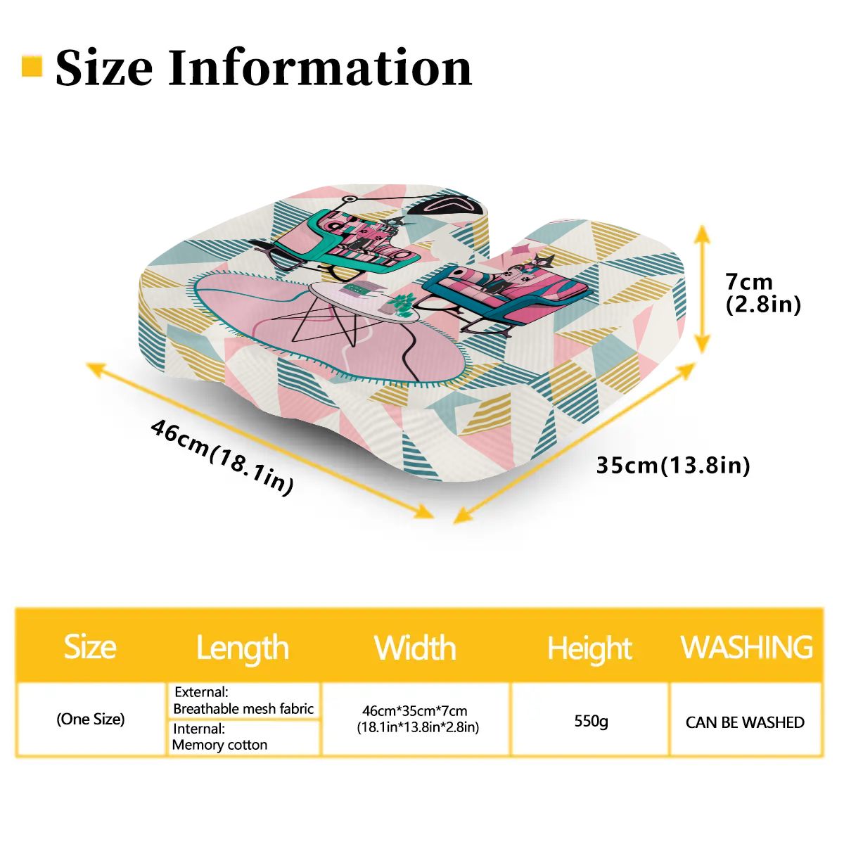 Atomic Kitschy Cat Mid Century Modern Designed Orthopedic Memory Foam Seat Cushion - Mid Century Modern Gal