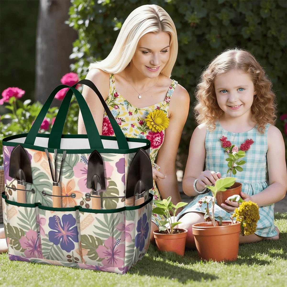 Retro Tropical Tiki Summer, Hawaiian Hibiscus Purple Garden Tool Bag - Mid Century Modern Gal