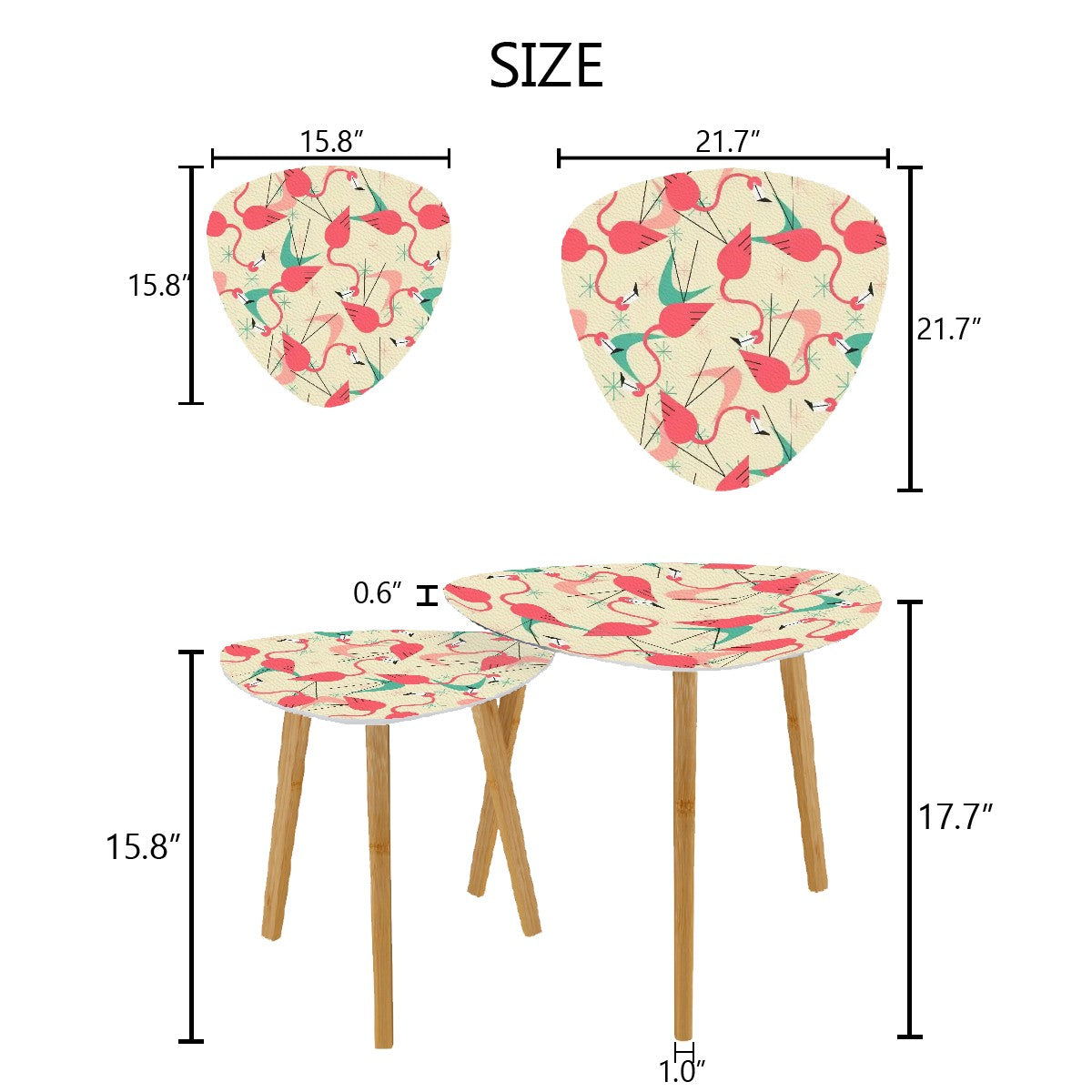 Retro Flamingo, Kitschy Quirky Palm Springs California Mid Century Modern Nesting Tables - Mid Century Modern Gal