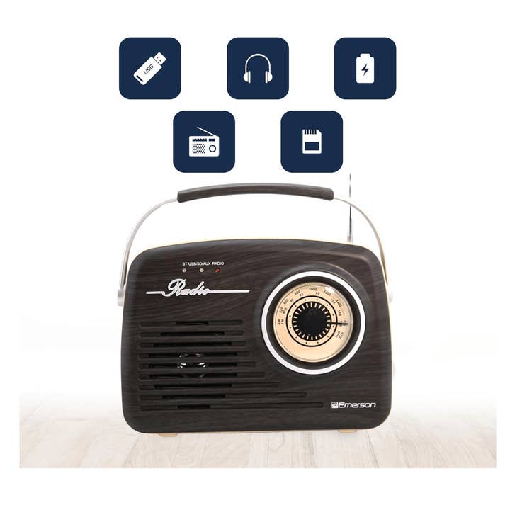 Wholesale Emerson Portable Retro Radio with Rechargeable Battery