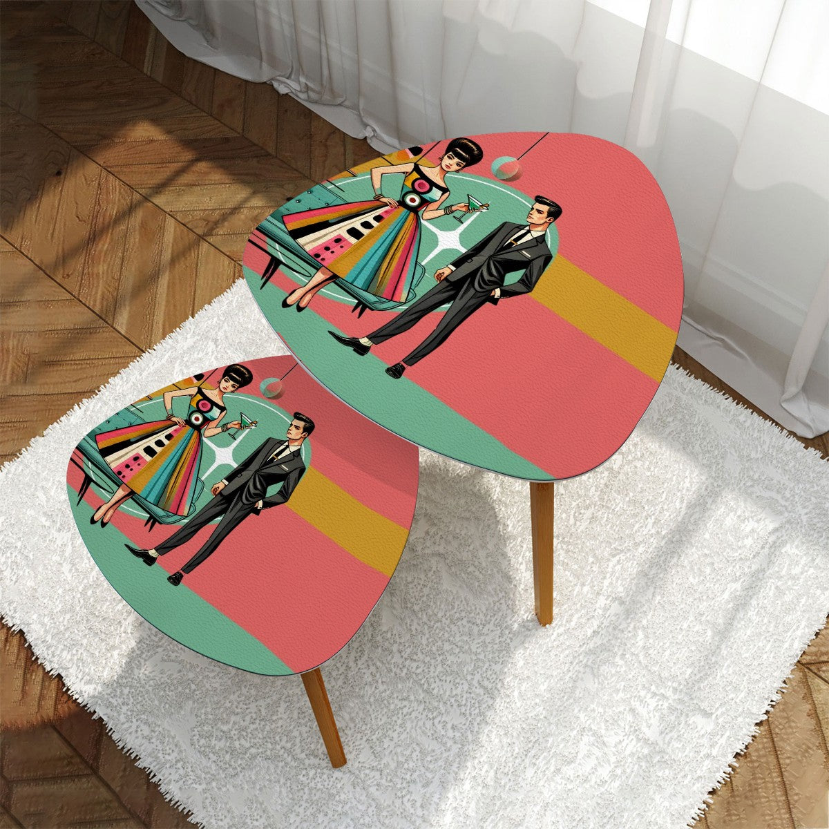 Mid Century Modern Barware, Kitschy Nesting Table Set - Mid Century Modern Gal