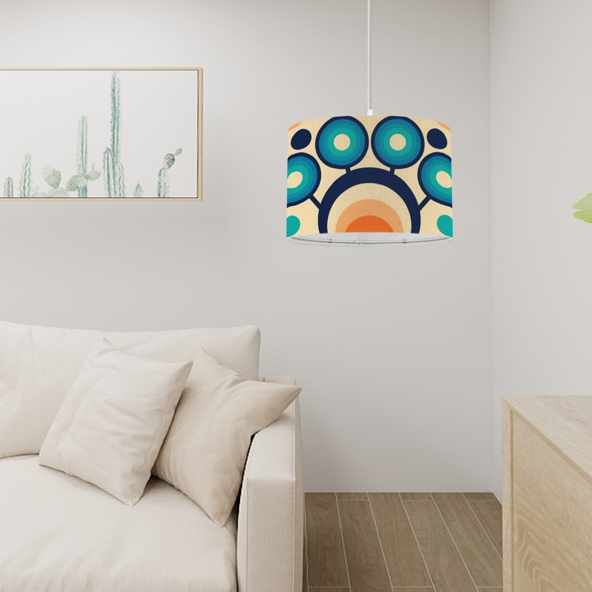 Retro Mid Mod Drumshade Hanging Mid Century Modern Light - Mid Century Modern Gal