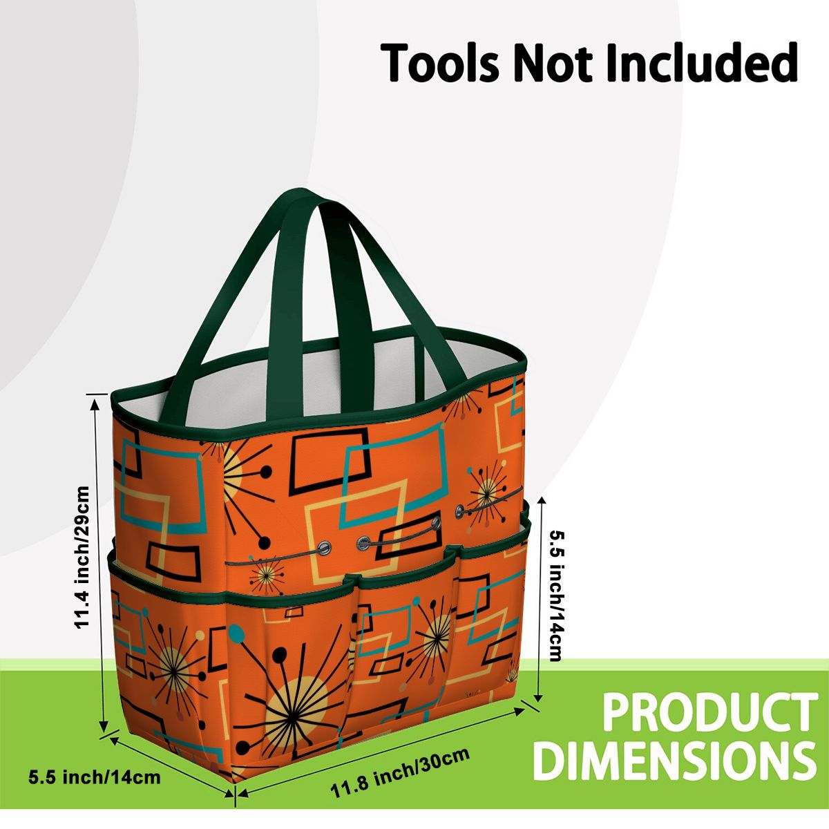 Mid Century Modern Sinatra Orange, Starburst, Geometric Funky Fun Garden Tool Bag