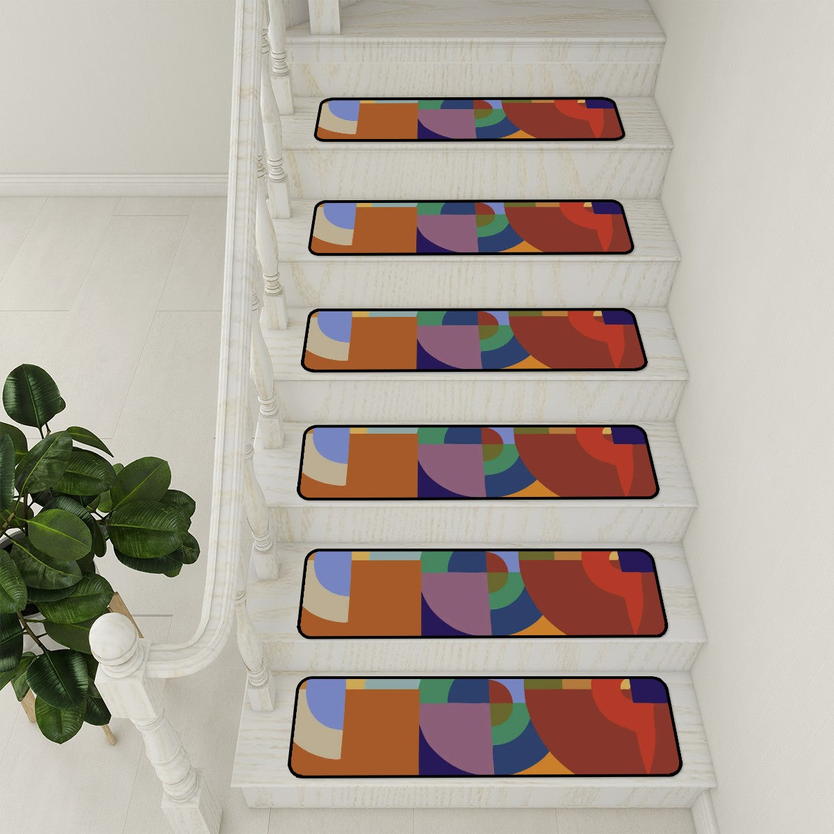 Mid Century Modern Geometric Retro Non Slip Carpet for Stairs Treads - Mid Century Modern Gal