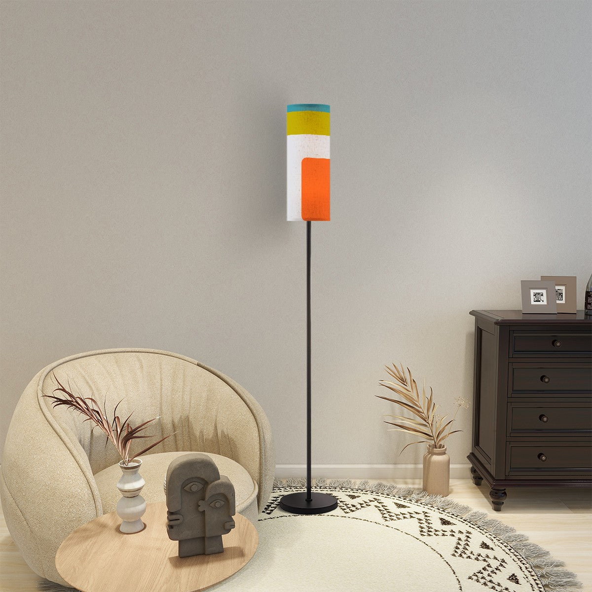 Retro Mod Orange, Green Blue Mid Century Modern Slim Floor Lamp - Mid Century Modern Gal
