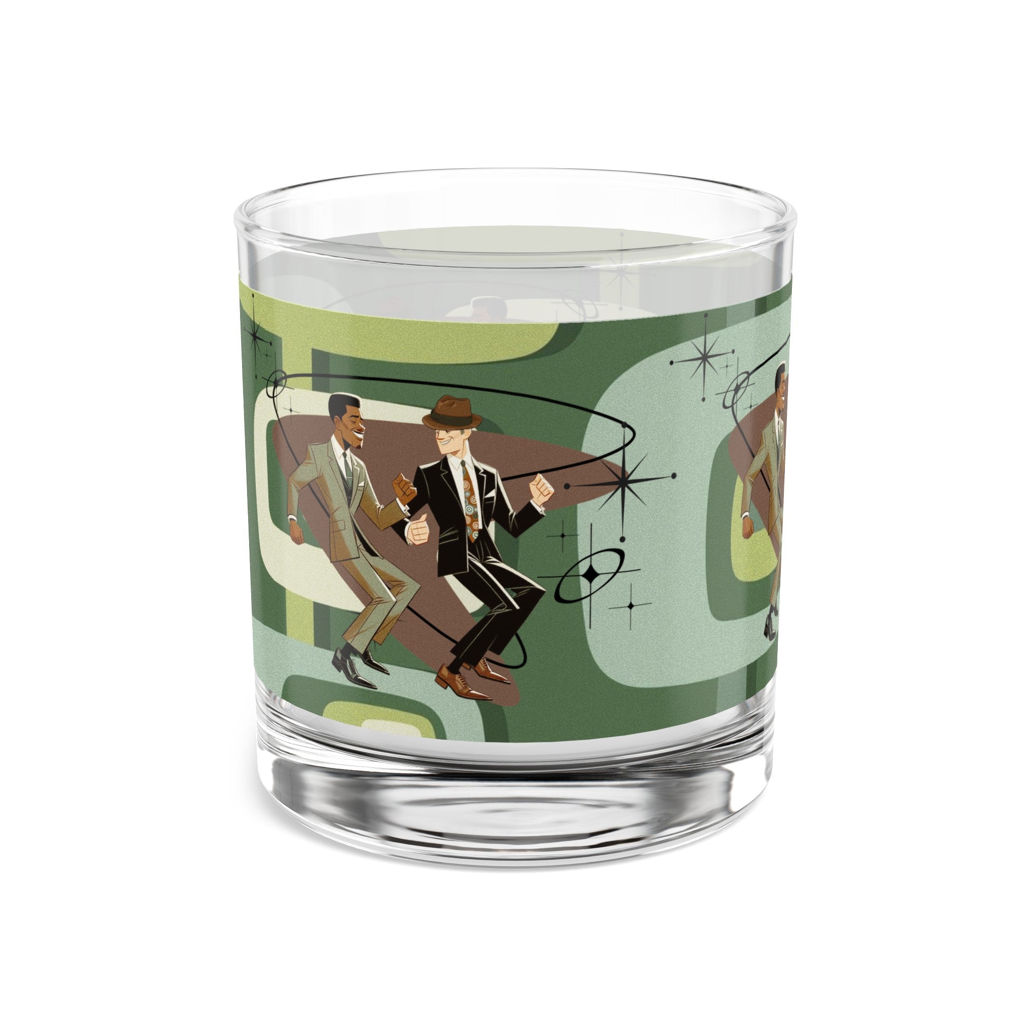 Mid Century Modern Gay Male Couple, Black Male, White Male, Kitschy Mid Mod Cocktail Rock Glass, 10oz - Mid Century Modern Gal