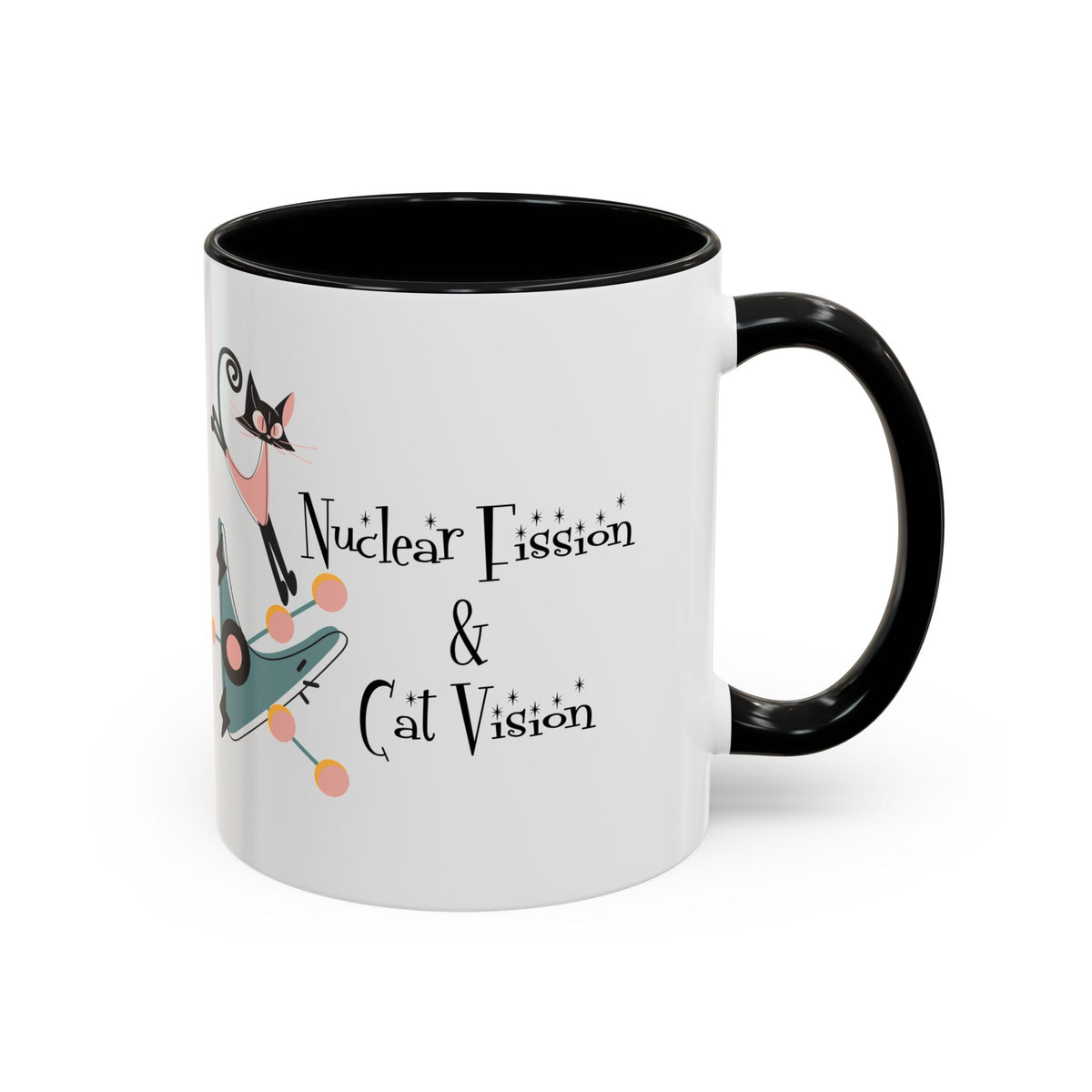Atomic Cat Coffee Tea Mug, Mid Century Modern Boomerang, Space Age Atomic Drinkware For Cat And Coffee Lovers - Mid Century Modern Gal