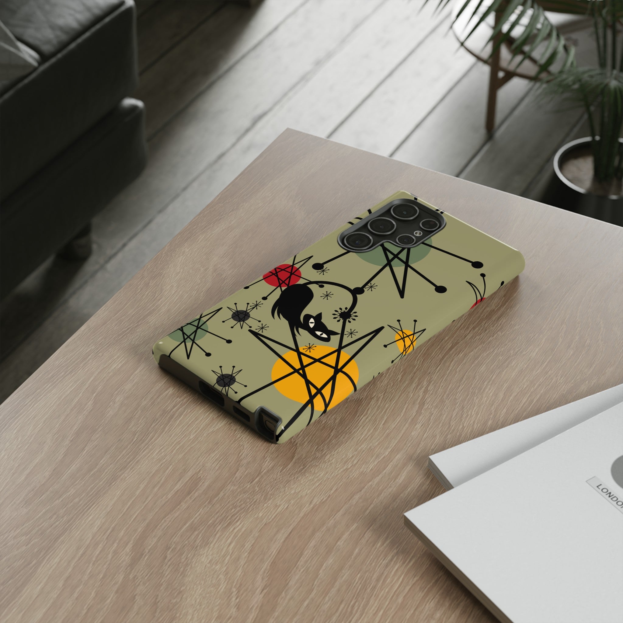 Mid Century Modern Atomic Cat, Retro Chic Groovy Mod Samsung, Smart Phone Tough Cases - Mid Century Modern Gal