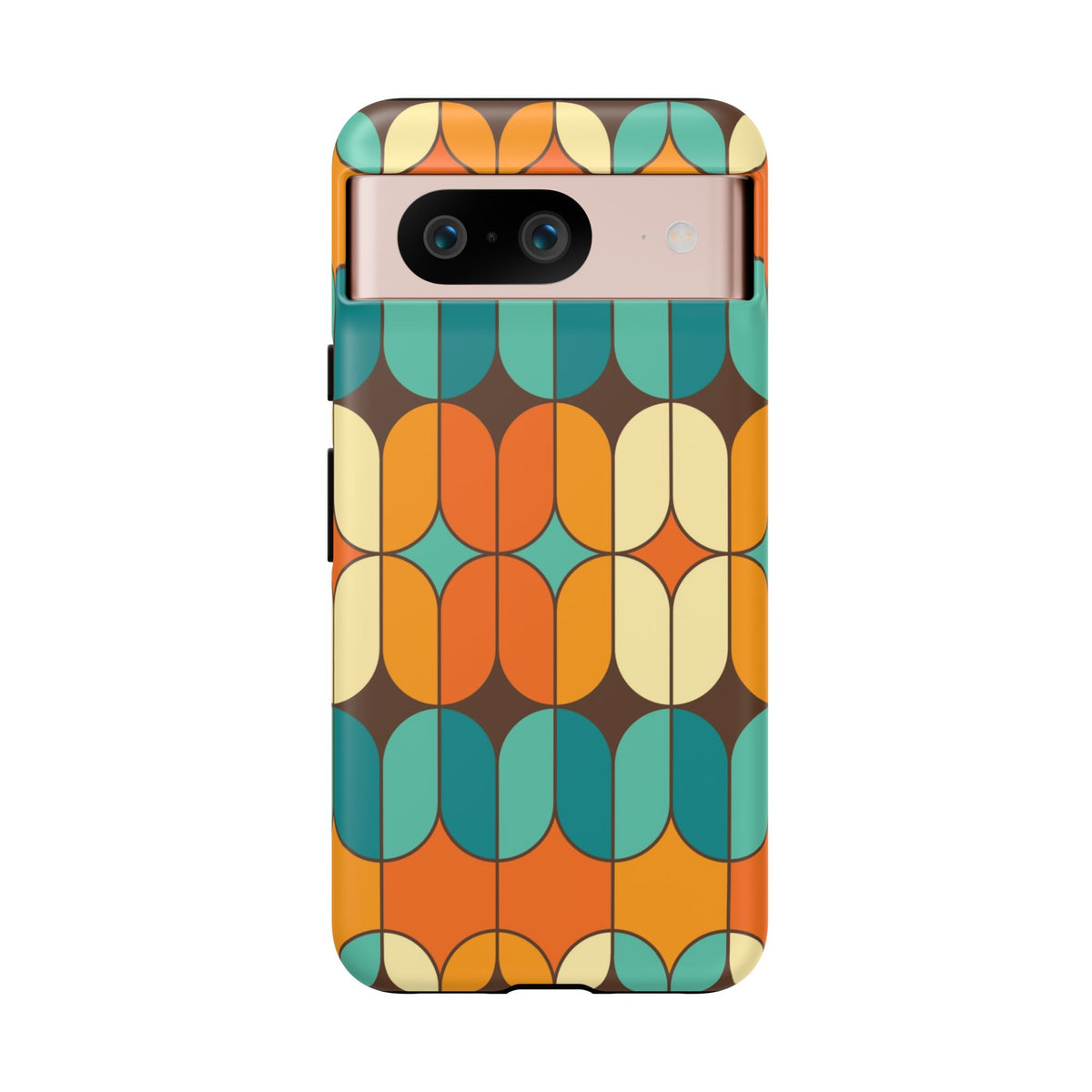Mid Century Modern Orange, Teal Geometric Mod Designed Tough Phone Case