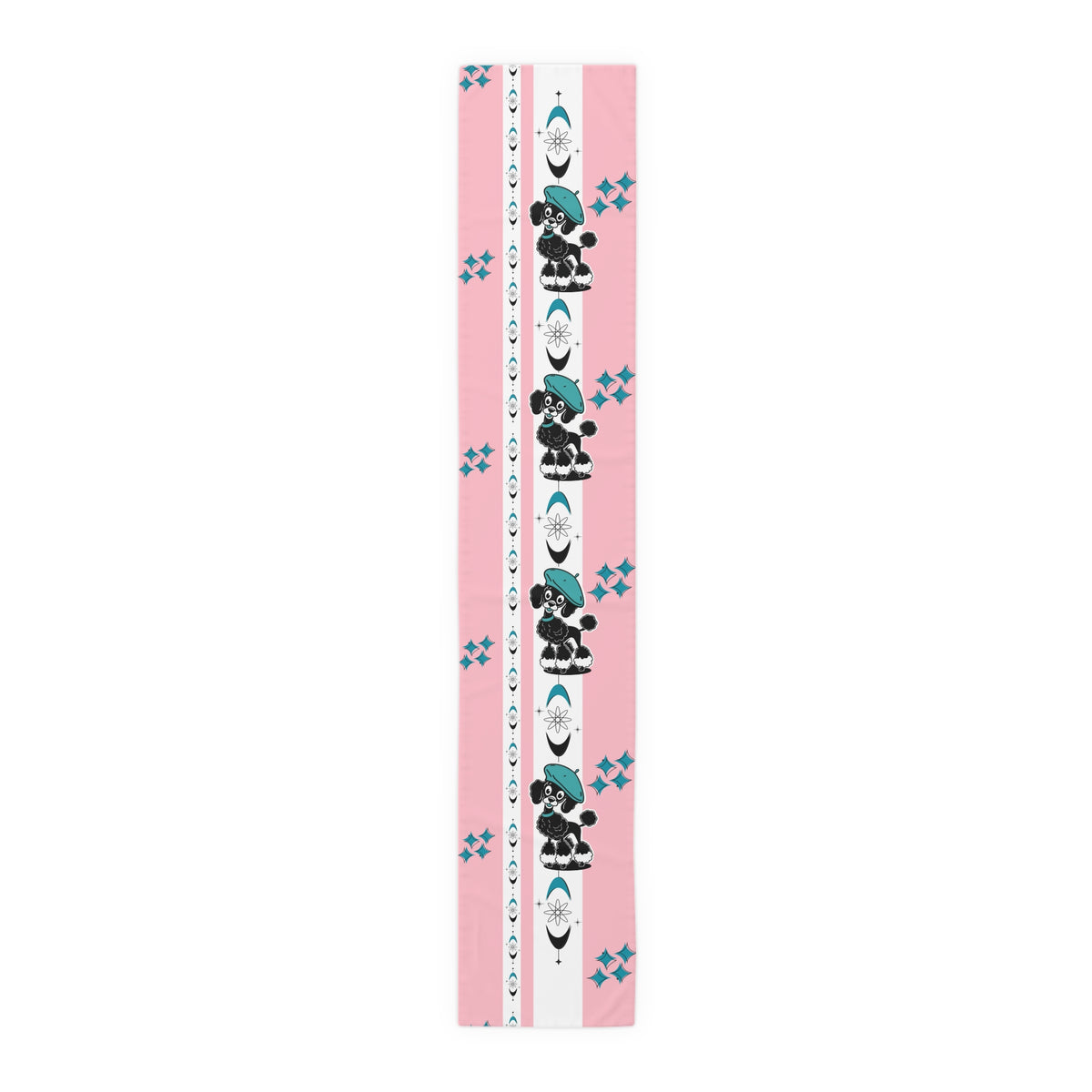 Atomic Poodle Mid Century Modern Pink Whimsical Cosmic Table Runner - Mid Century Modern Gal