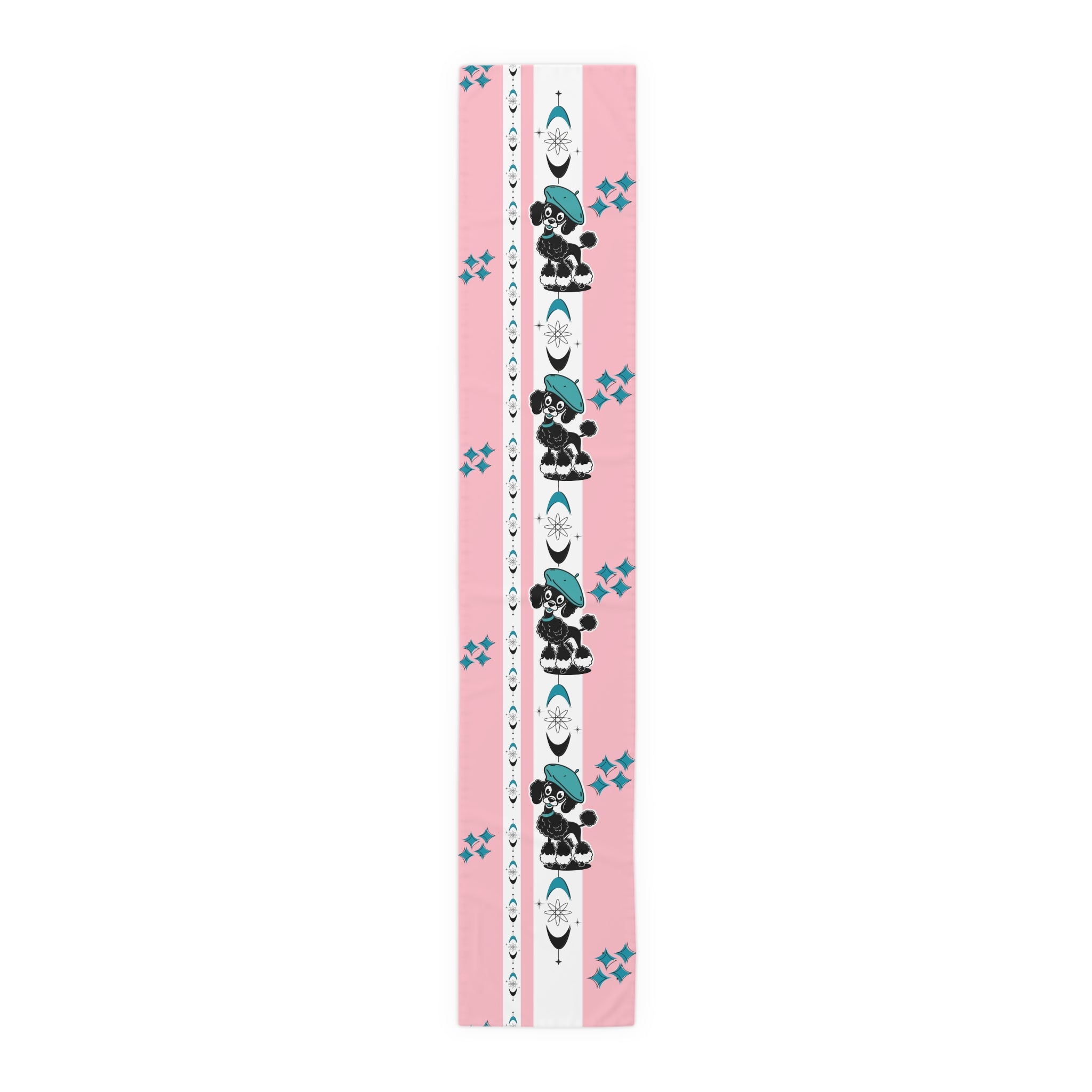 Atomic Poodle Mid Century Modern Pink Whimsical Cosmic Table Runner - Mid Century Modern Gal