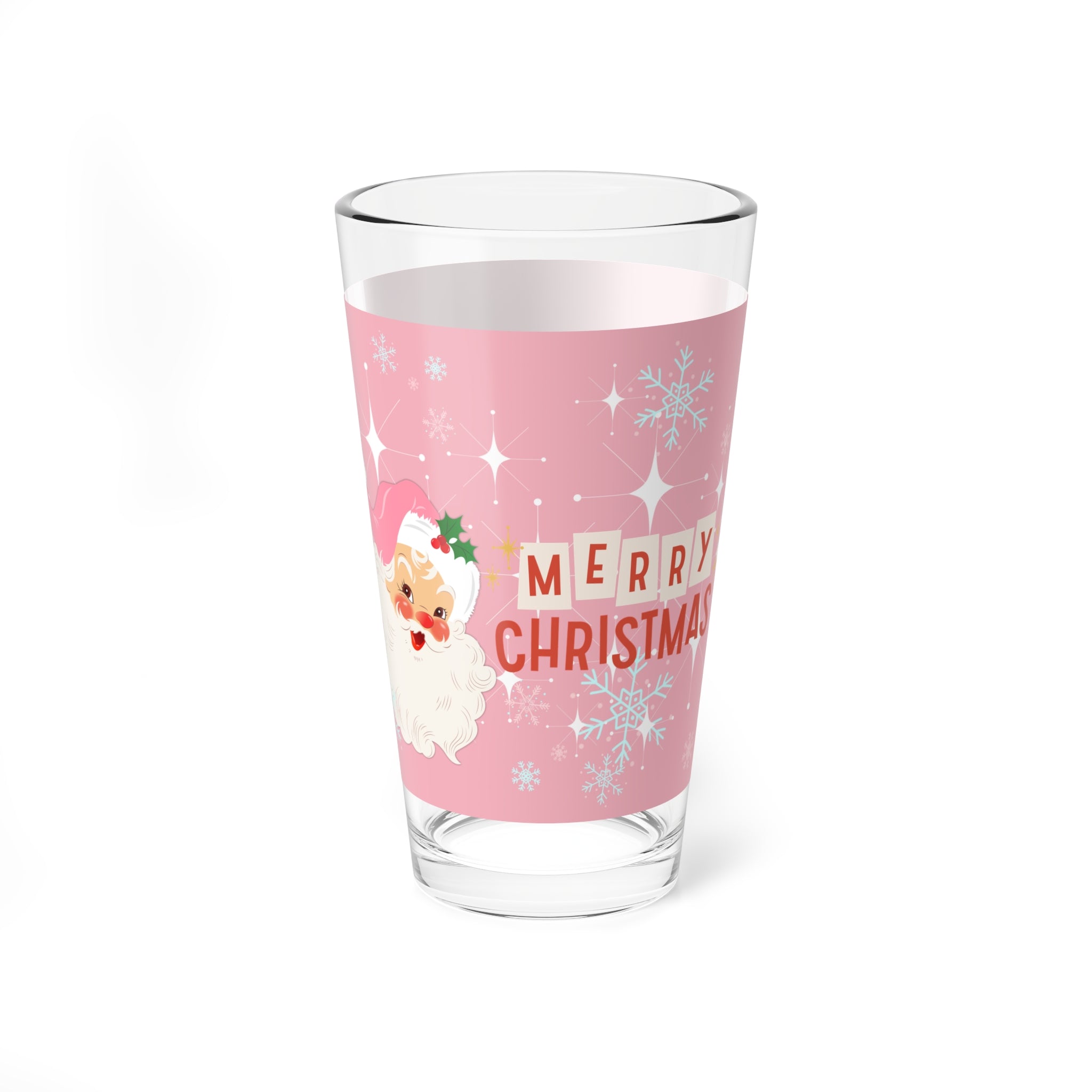 Vintage Santa, Smiling Santa Mid Century Modern Drinkware Glass - Mid Century Modern Gal