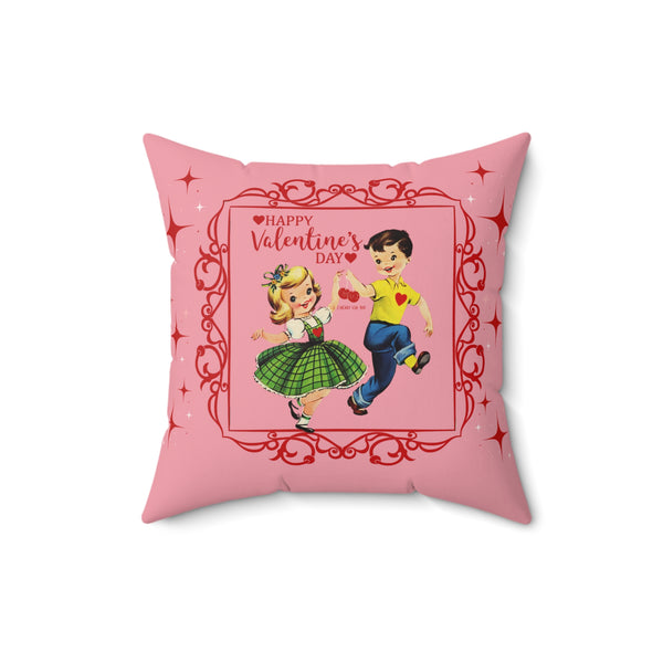 Vintage 50s Valentine's Day Card Pillow Decor - Happy Valentine's Day!