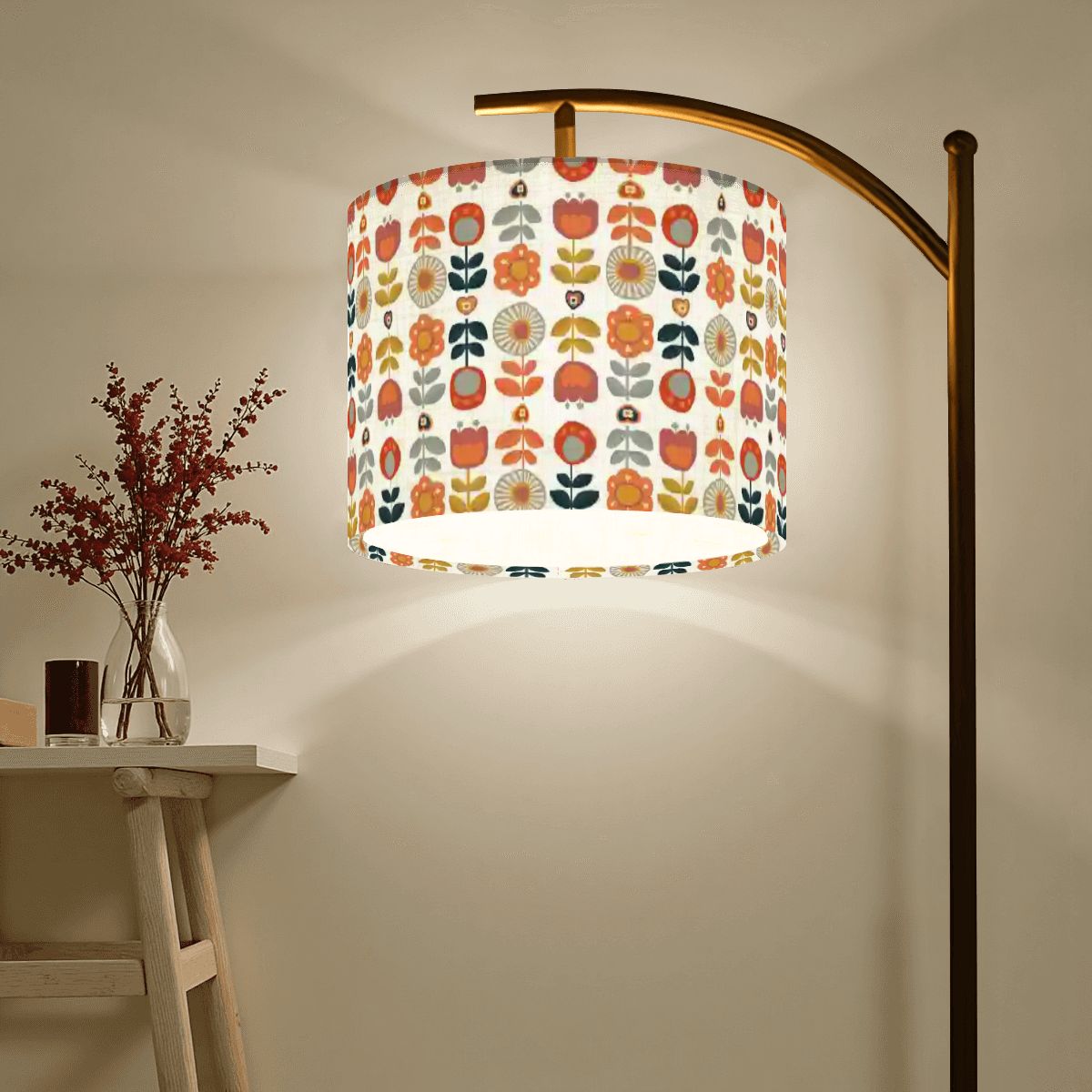 Mid Mod Scandinavian Modern Danish Floral Retro Arc Floor Lamp - Mid Century Modern Gal