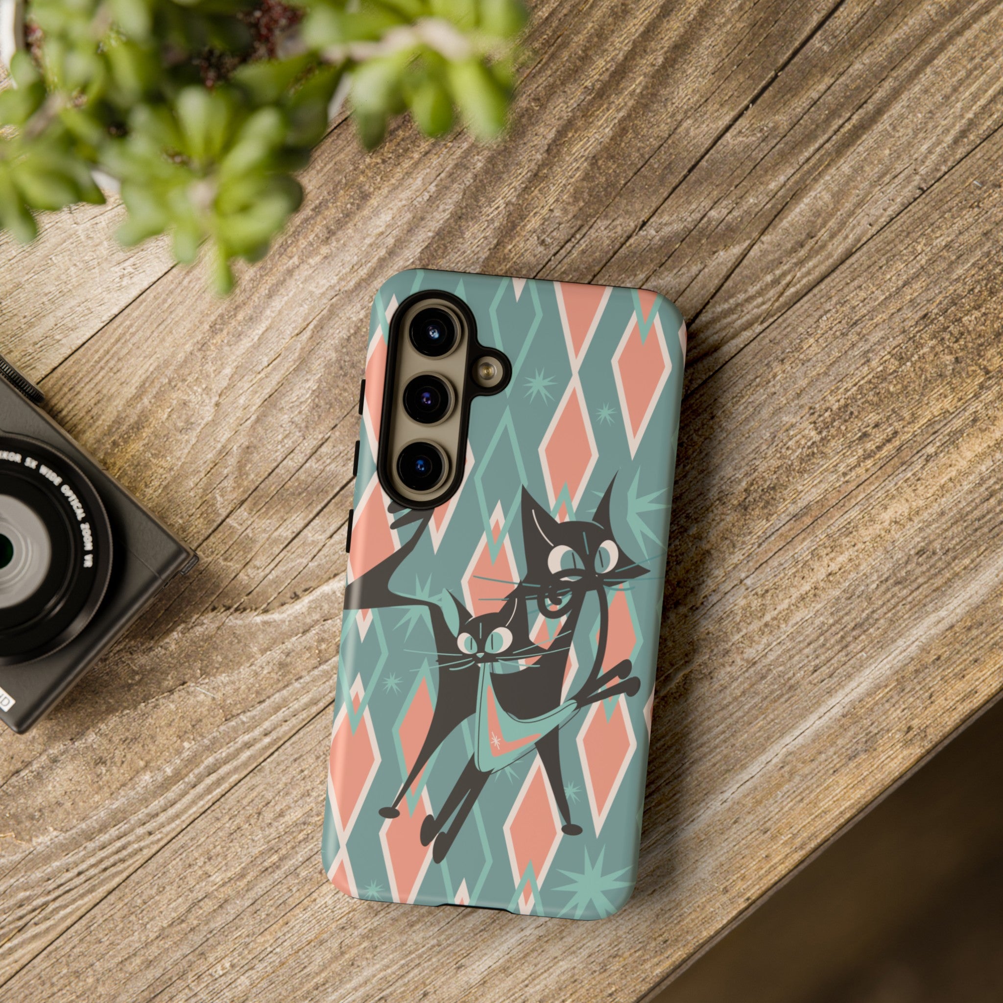 Mid Mod Atomic Cat Kitschy Retro Chic Samsung, Smart Phone Tough Cases