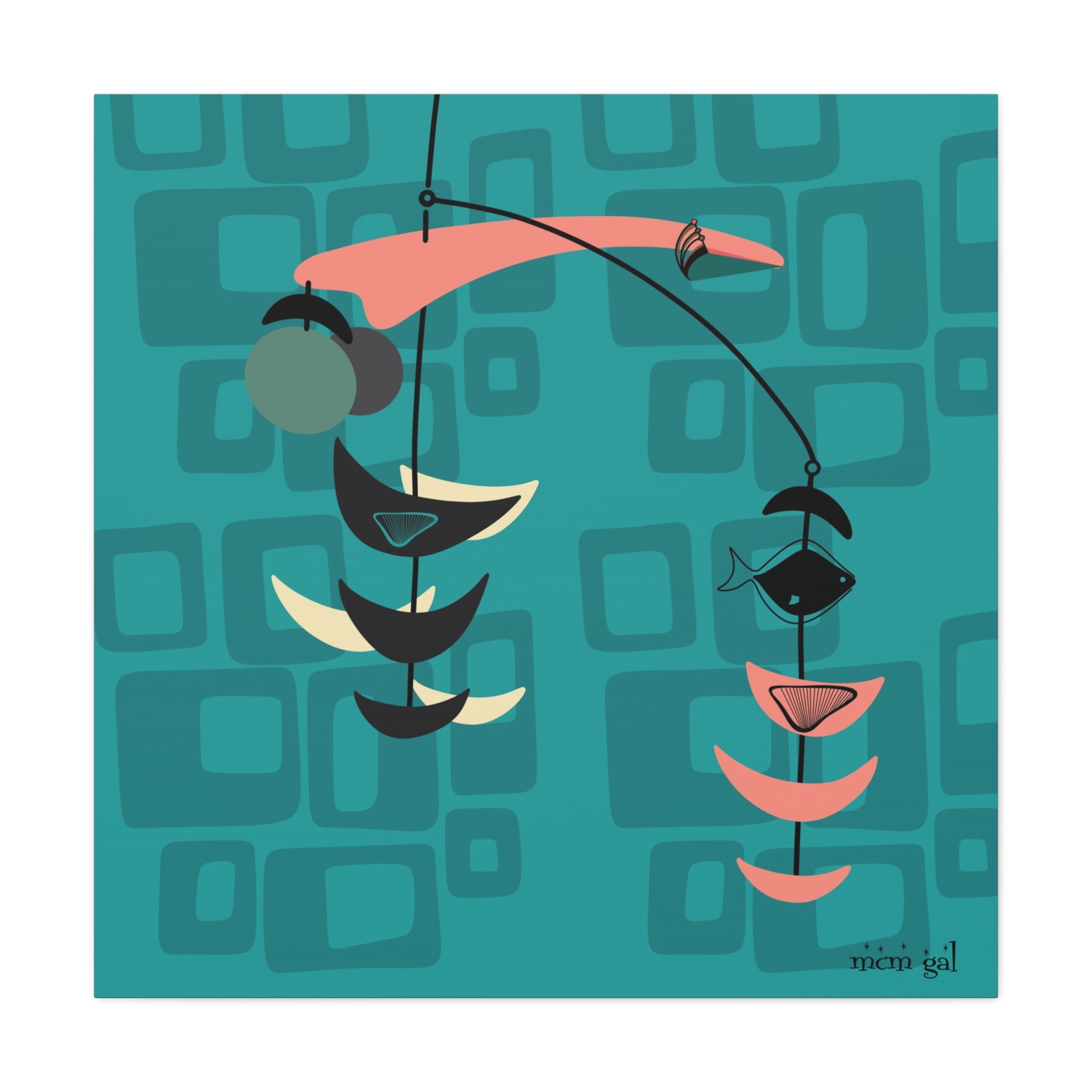 Mid Century Modern Fish Art Modern Abstract Wall Art Canvas - Stylish Home Decor for Contemporary Spaces - Mid Century Modern Gal