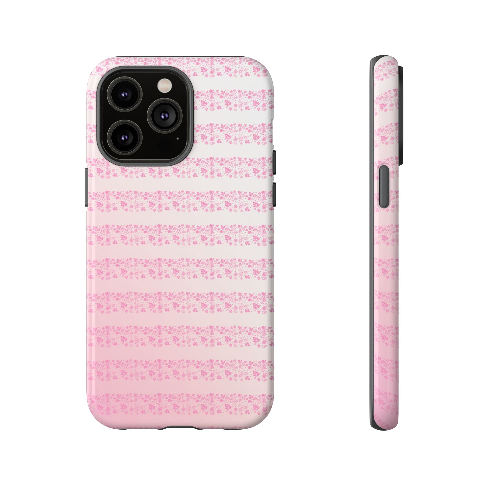 Pink Pyrex Gooseberry Striped Phone Case, Stylish Phone Cover, Tough Protective Case, Cute Cell Phone Case, Trending Gift for Her - Mid Century Modern Gal