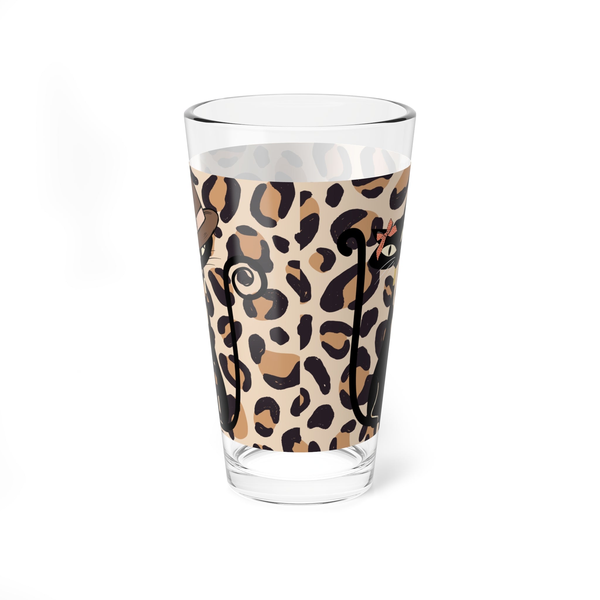 Atomic Cats 50s Mid Century Modern Barware, Kitschy Fun Leopard Print Glass - Mid Century Modern Gal