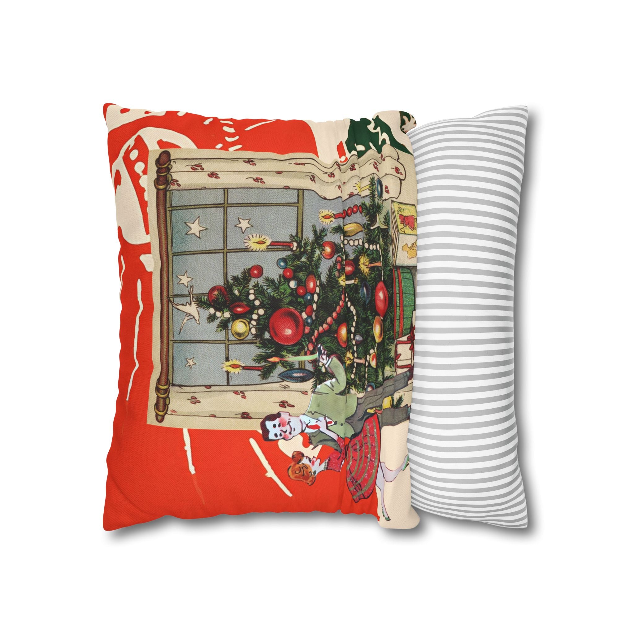 Vintage Kitschy Christmas 50s Couple, Mid Century Modern Holiday Pillow Cover - Mid Century Modern Gal