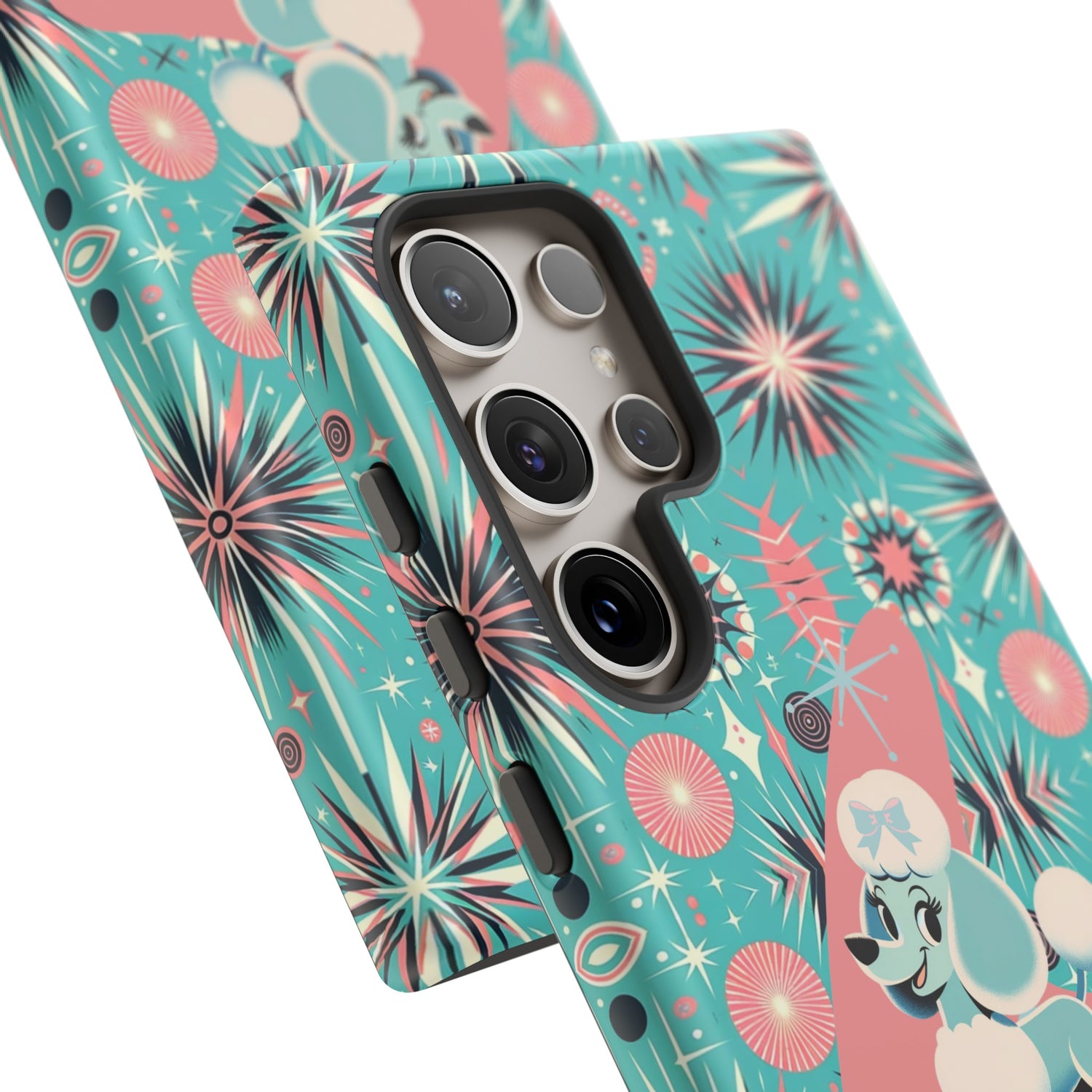 1950s Mid Century Modern Atomic Pink, Poodle Retro Smart Phone Tough Cases