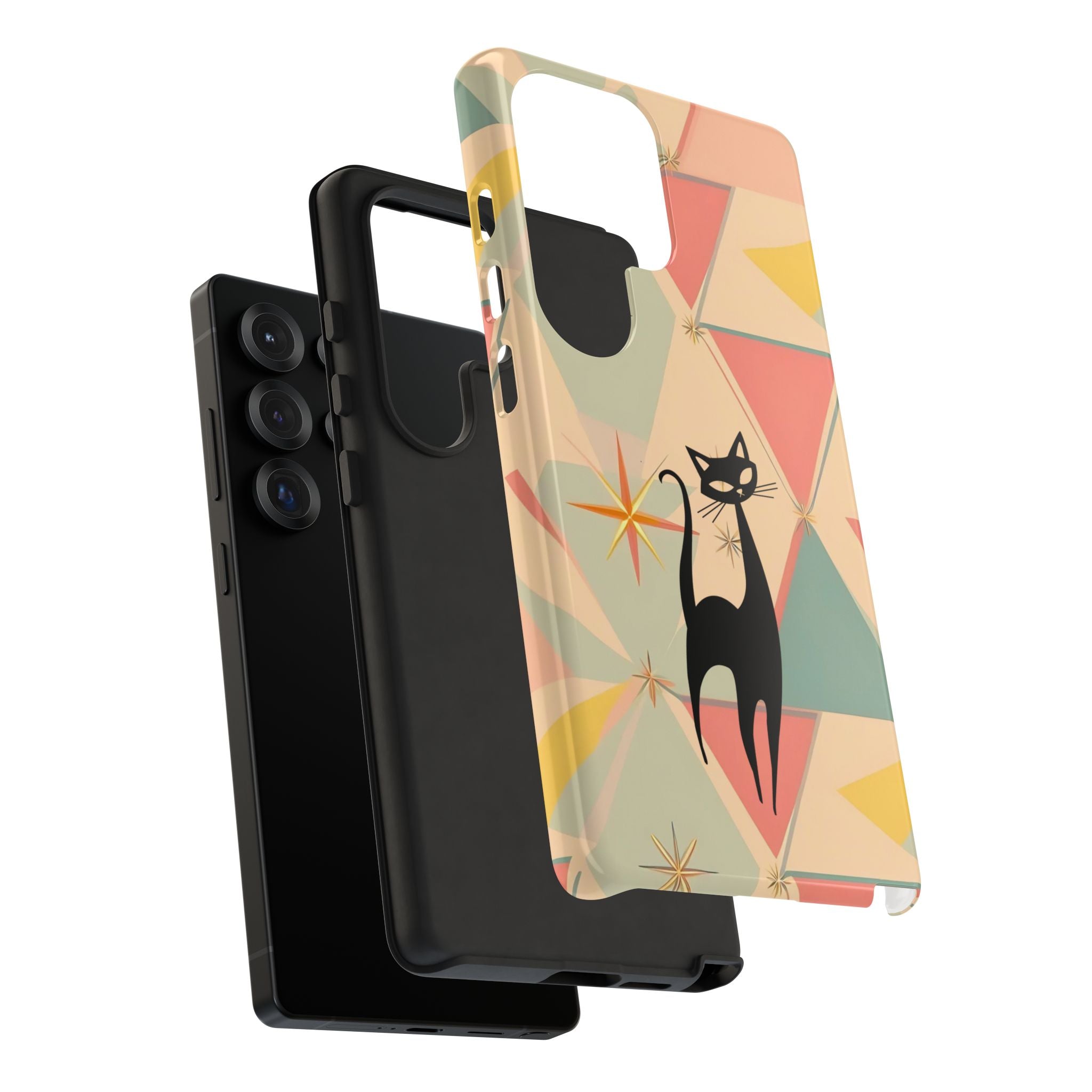 Atomic Cat Mid Mod Retro Cat Phone Case | Tough Cases with Vintage Vibe | Ideal for Cat Lovers