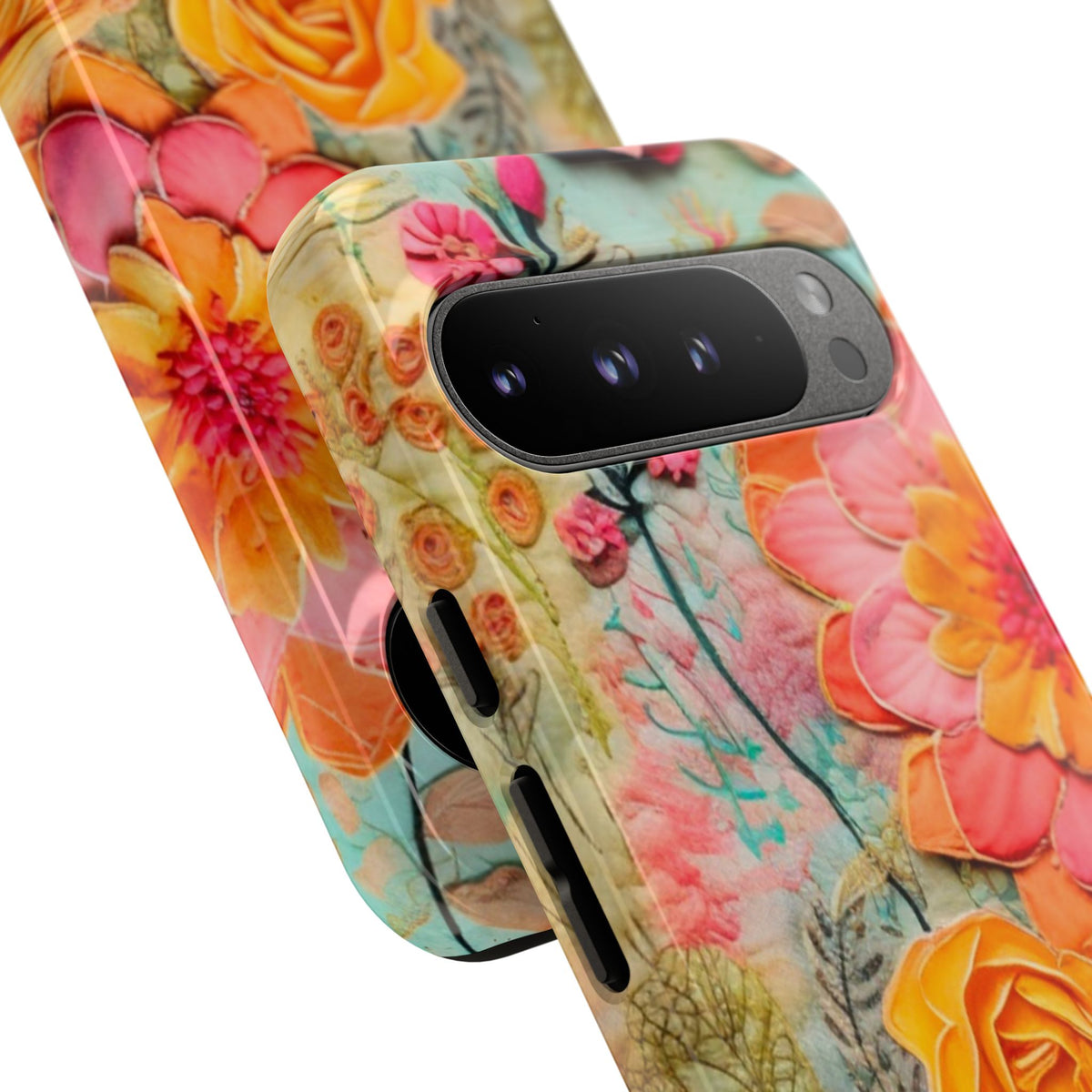 Boho Retro Floral Faux Pressed Flowers Smart Phone Tough Phone Cases