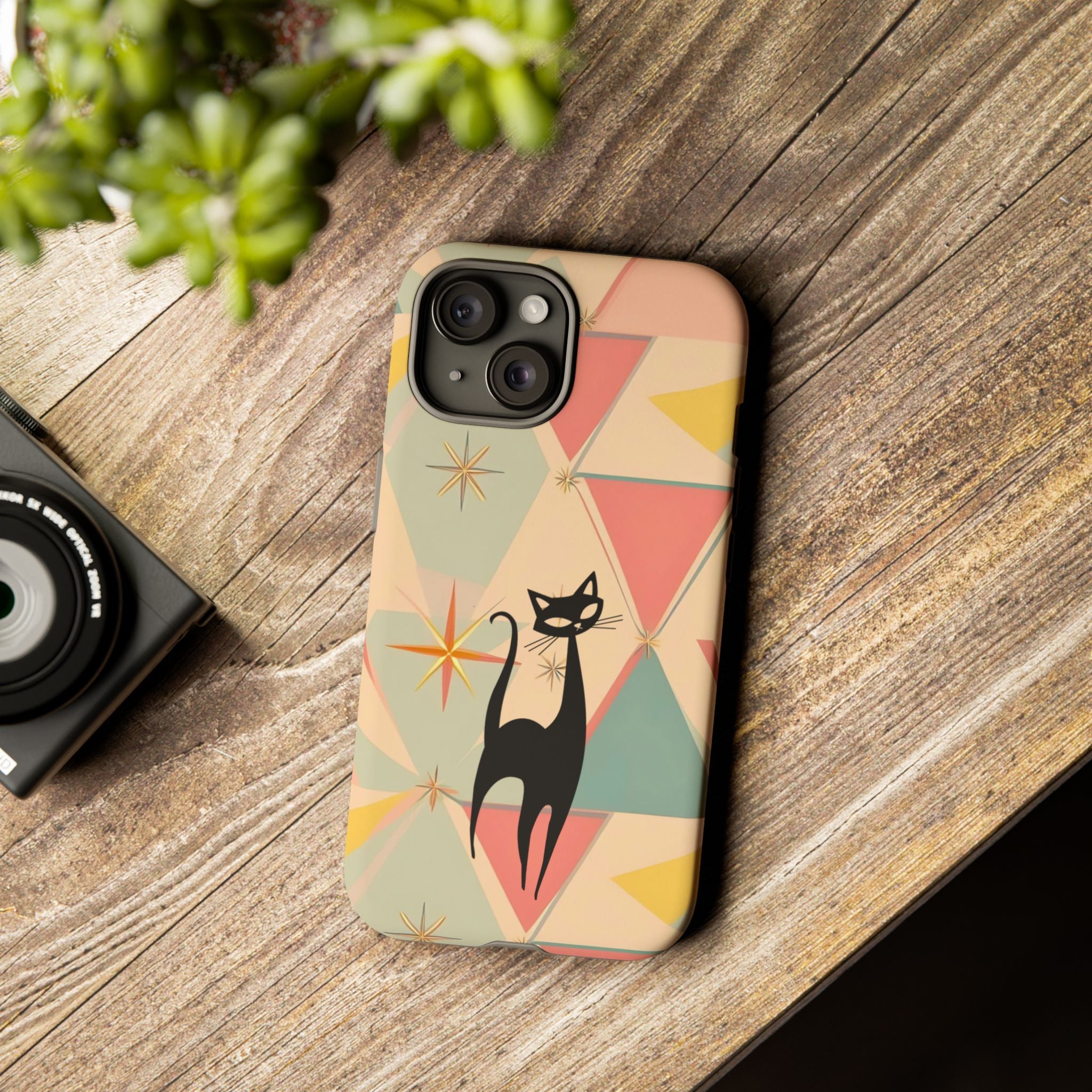 Atomic Cat Mid Mod Retro Cat Phone Case | Tough Cases with Vintage Vibe | Ideal for Cat Lovers